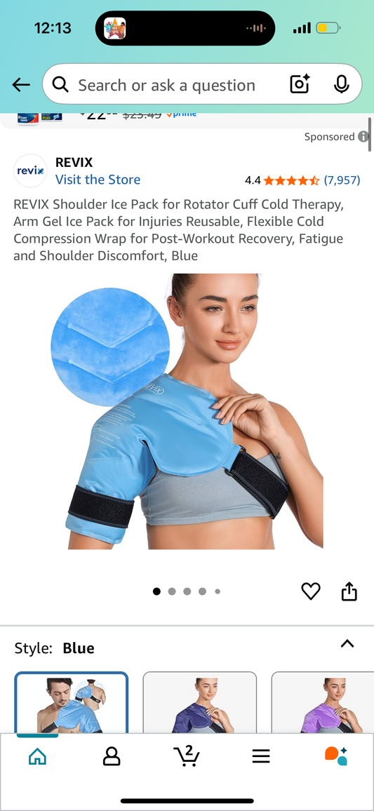 REVIX Shoulder Ice Pack for Rotator Cuff Cold Therapy, Arm Gel Ice Pack for Injuries Reusable, Flexible Cold Compression Wrap for Post-Workout Recovery, Fatigue and Shoulder Discomfort, Blue