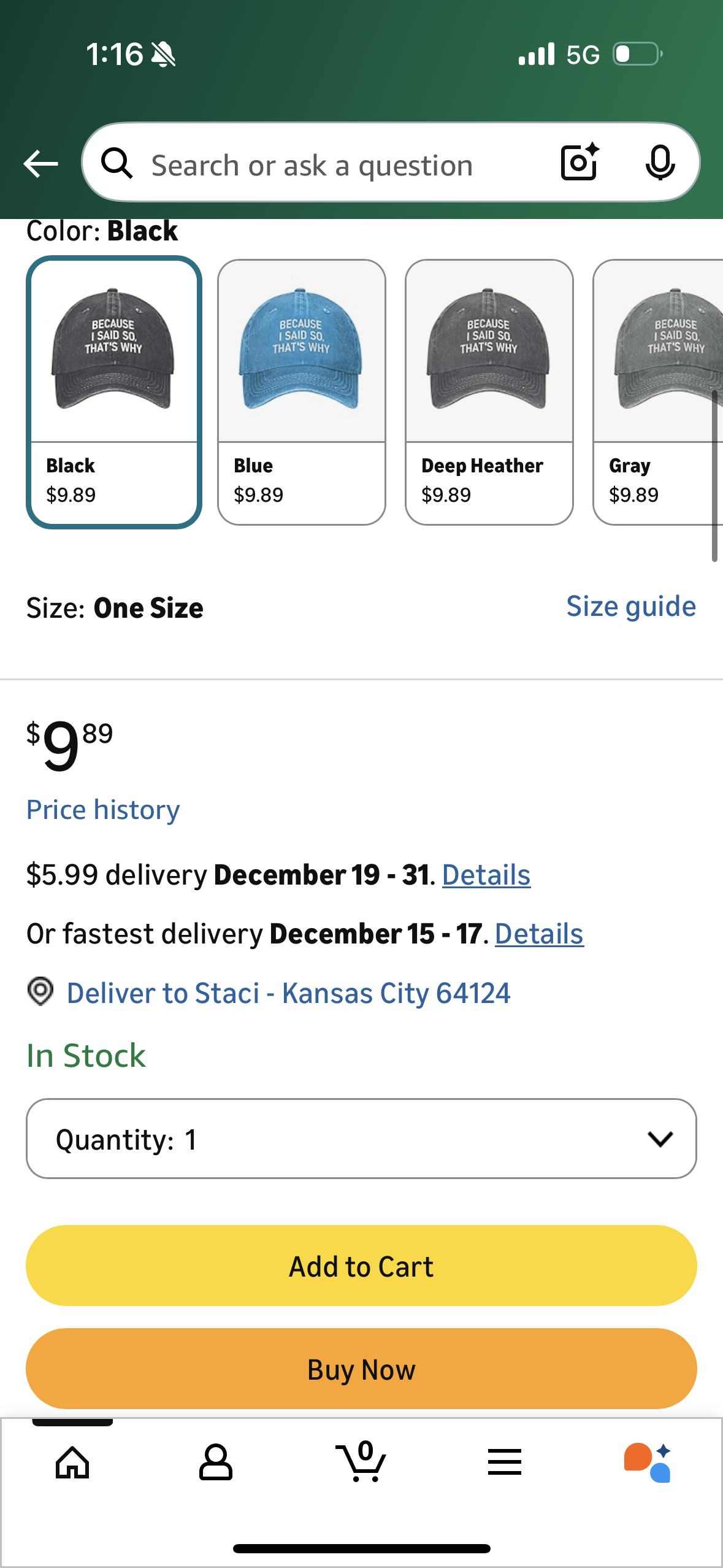 Because I Said So That's Why Vintage Style Hat, Black