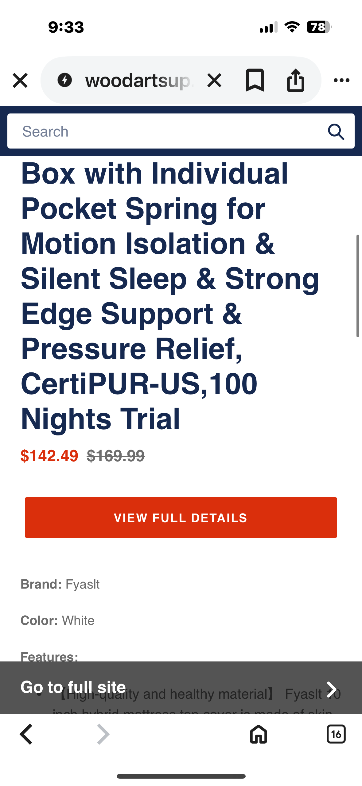 Full Size Mattress (B1038)