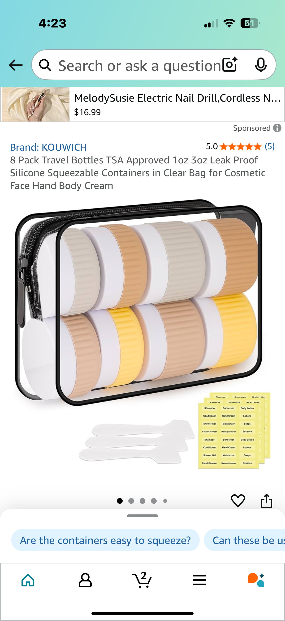8 Pack Travel Bottles TSA Approved 1oz 3oz Leak Proof Silicone Squeezable Containers in Clear Bag for Cosmetic Face Hand Body Cream