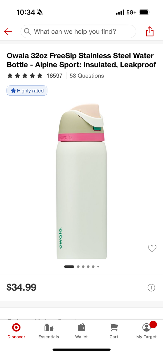 Owala 32oz FreeSip Stainless Steel Water Bottle - Alpine Sport: Insulated, Leakproof