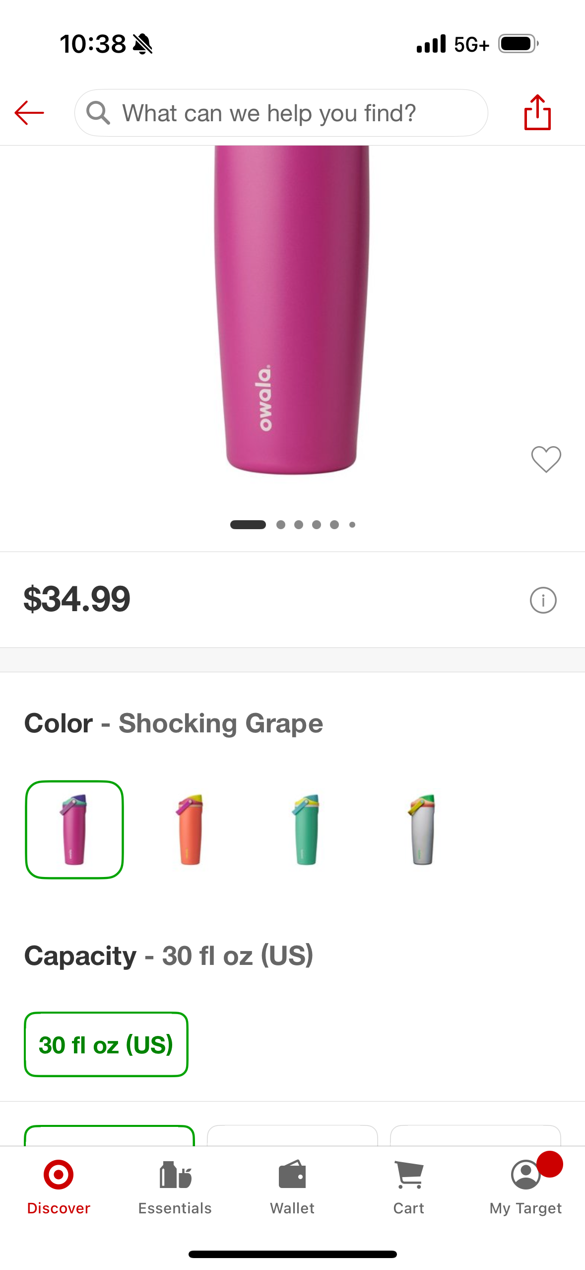Owala Special Edition 30oz FreeSip SWAY Stainless Steel Water Bottle- Shocking Grape