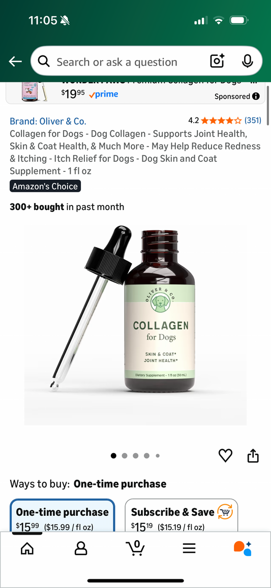 ‼️2 for $4‼️ Collagen for Dogs - Dog Collagen - Supports Joint Health, Skin & Coat Health, & Much More - May Help Reduce Redness & Itching - Itch Relief for Dogs - Dog Skin and Coat Supplement - 1 fl oz
