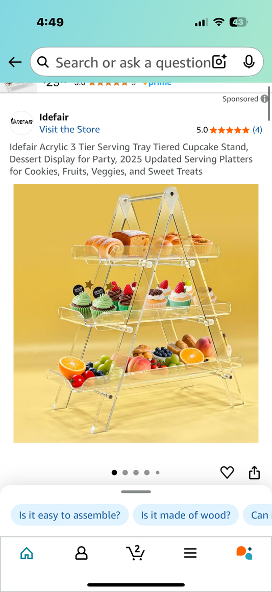 Idefair Acrylic 3 Tier Serving Tray Tiered Cupcake Stand, Dessert Display for Party, 2025 Updated Serving Platters for Cookies, Fruits, Veggies, and Sweet Treats