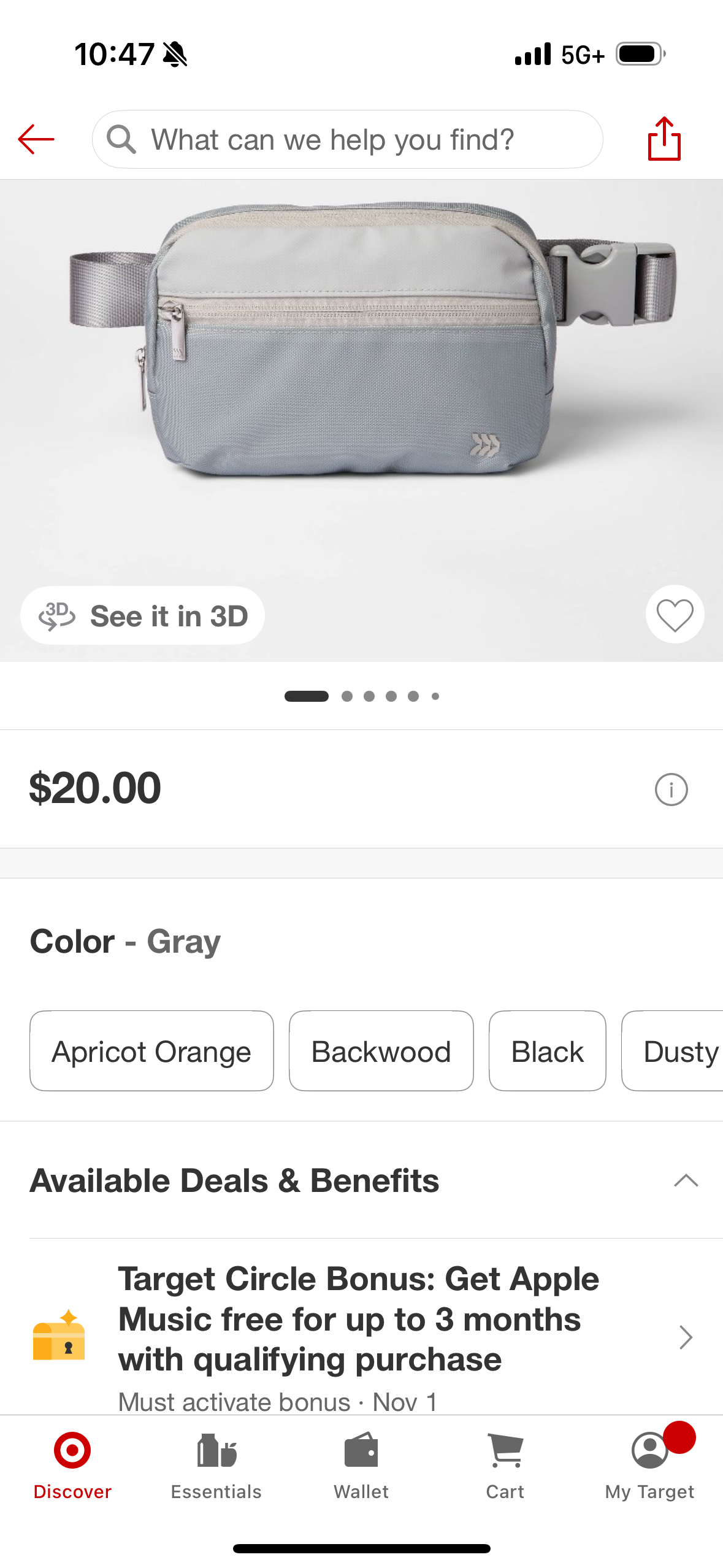 Belt Fanny Pack Gray - All In Motion™: Adjustable Strap, Solid Pattern