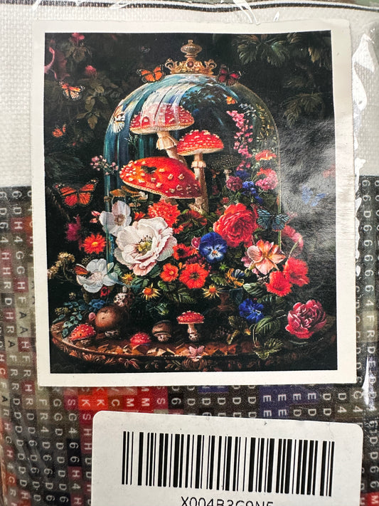 Diamond Art Kits for Adults, 5D Mushrooms and Flowers Diamond Art Kits, Full Drill Paint with Round Diamond, Diamond Painting Kit for Home Decor(16x20 Inch/Mushrooms)
