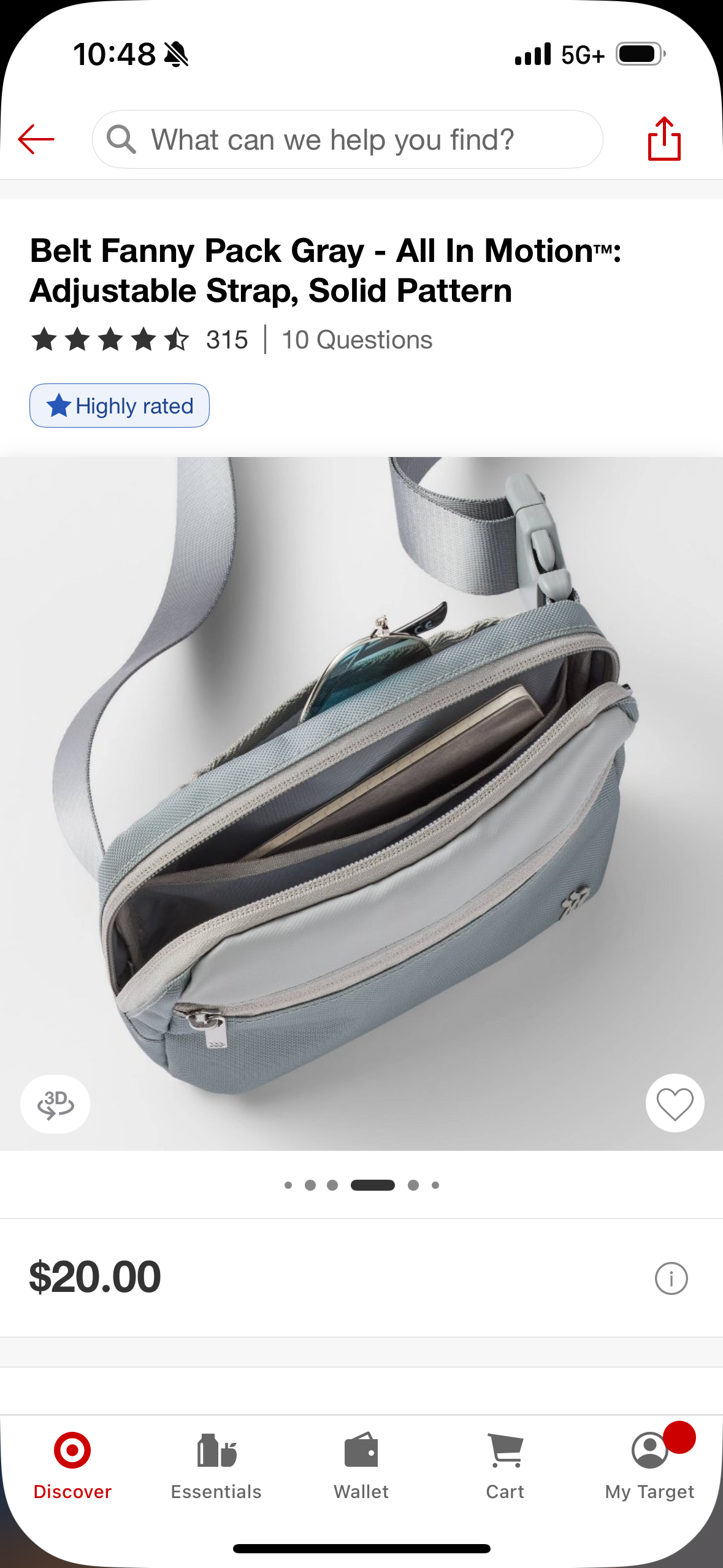 Belt Fanny Pack Gray - All In Motion™: Adjustable Strap, Solid Pattern
