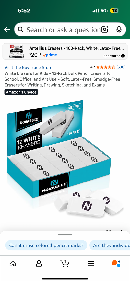 White Erasers for Kids – 12-Pack Bulk Pencil Erasers for School, Office, and Art Use – Soft, Latex-Free, Smudge-Free Erasers for Writing, Drawing, Sketching, and Exams