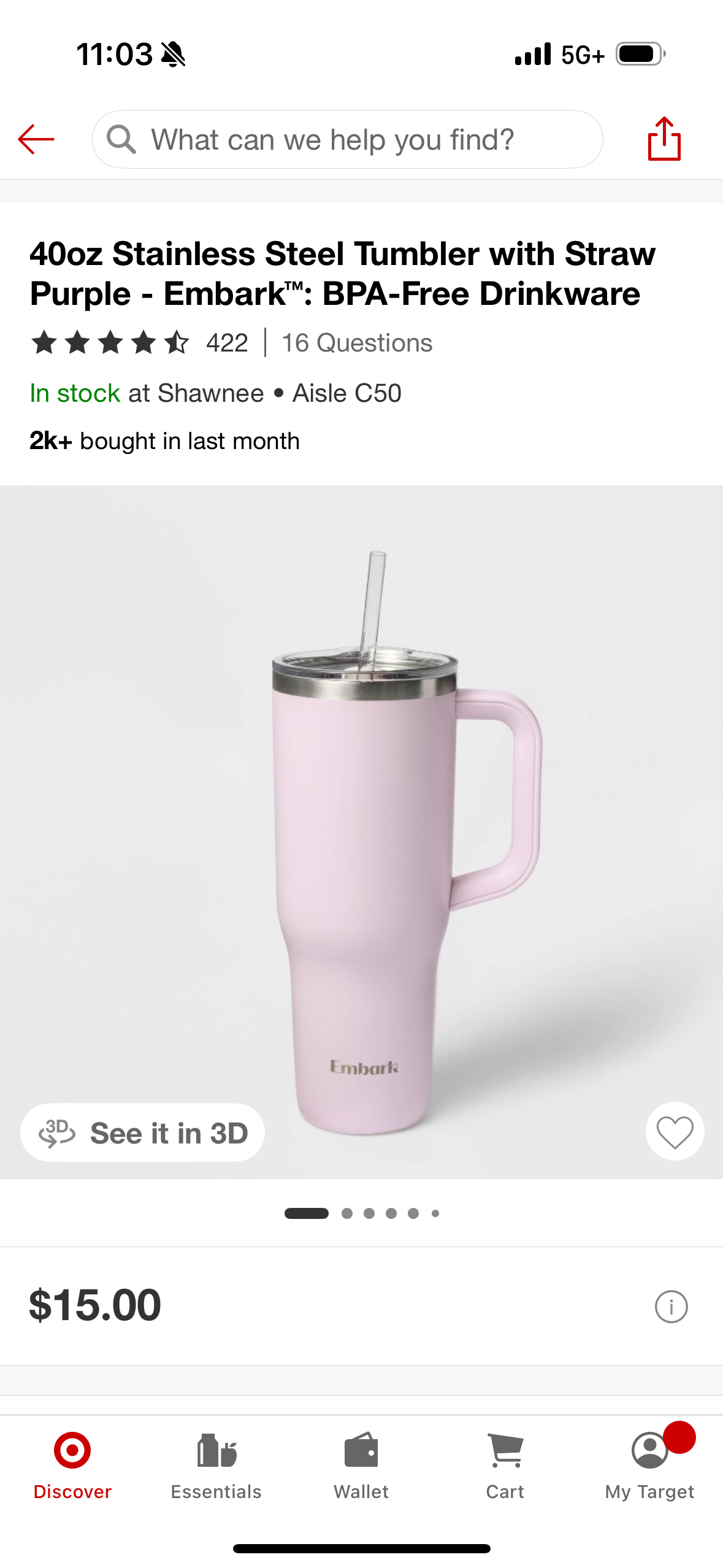 40oz Stainless Steel Tumbler with Straw Purple - Embark™: BPA-Free Drinkware