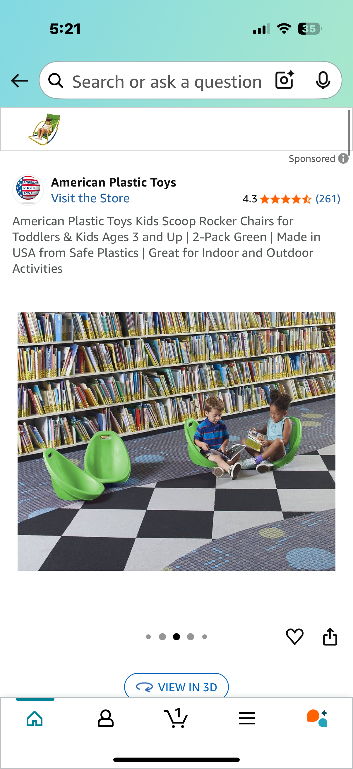 American Plastic Toys Kids Scoop Rocker Chairs for Toddlers & Kids Ages 3 and Up | 2-Pack Green | Made in USA from Safe Plastics | Great for Indoor and Outdoor Activities