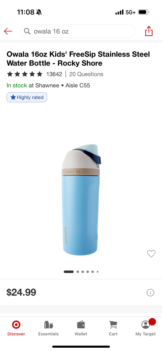 Owala 16oz Kids' FreeSip Stainless Steel Water Bottle - Rocky Shore