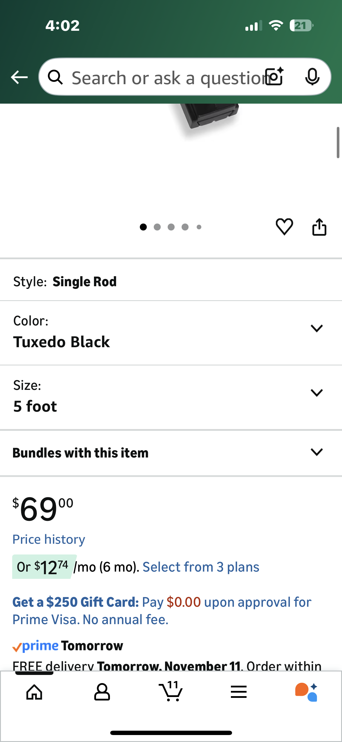 BlastHome Signature Collection Curtain Rod Set – Connectable for Seamless Look – Premium Heavy Metal 1 1/4" Diameter Rod with Zinc Brackets & Endcaps – Matte Graphite Finish – 5 ft (L1089)