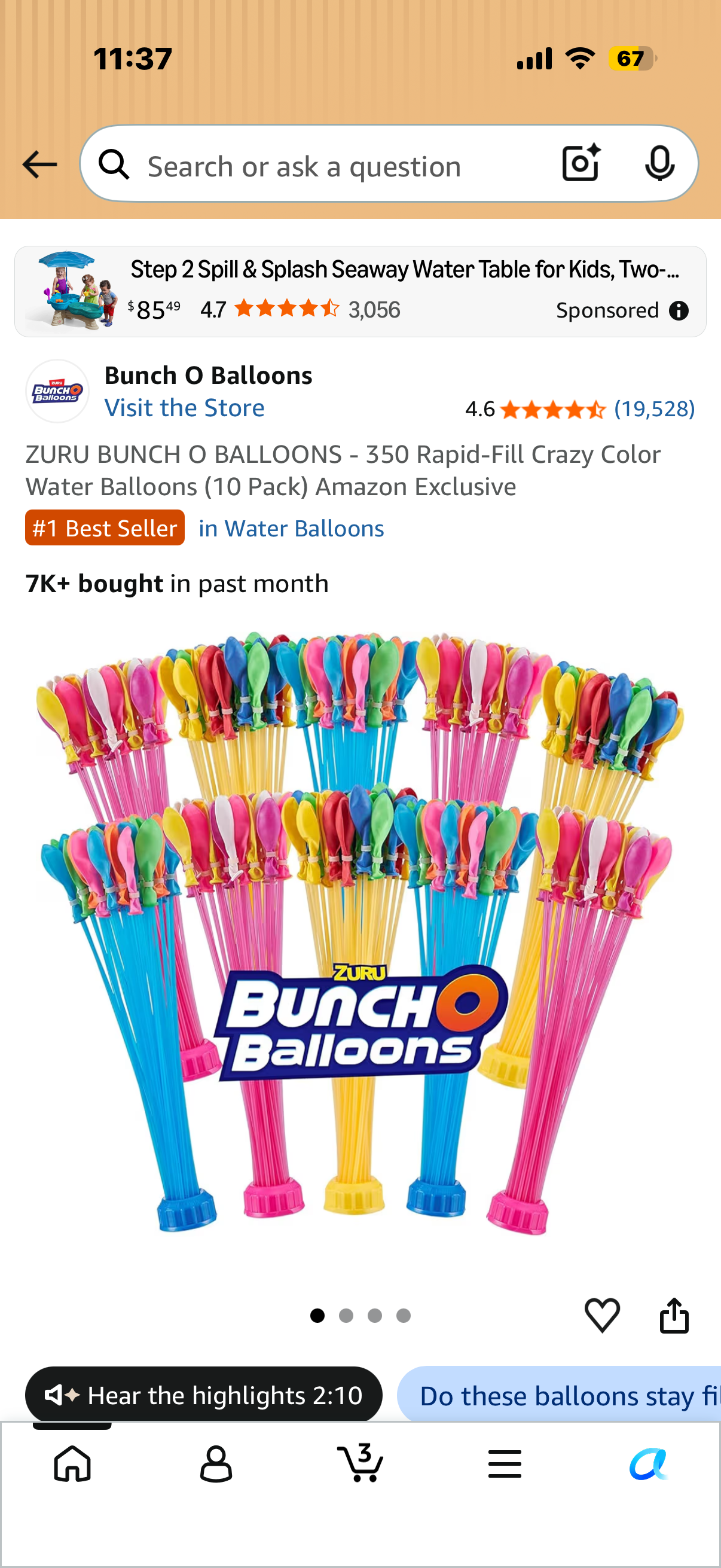 ZURU BUNCH O BALLOONS - 350 Rapid-Fill Crazy Color Water Balloons (10 Pack) Amazon Exclusive