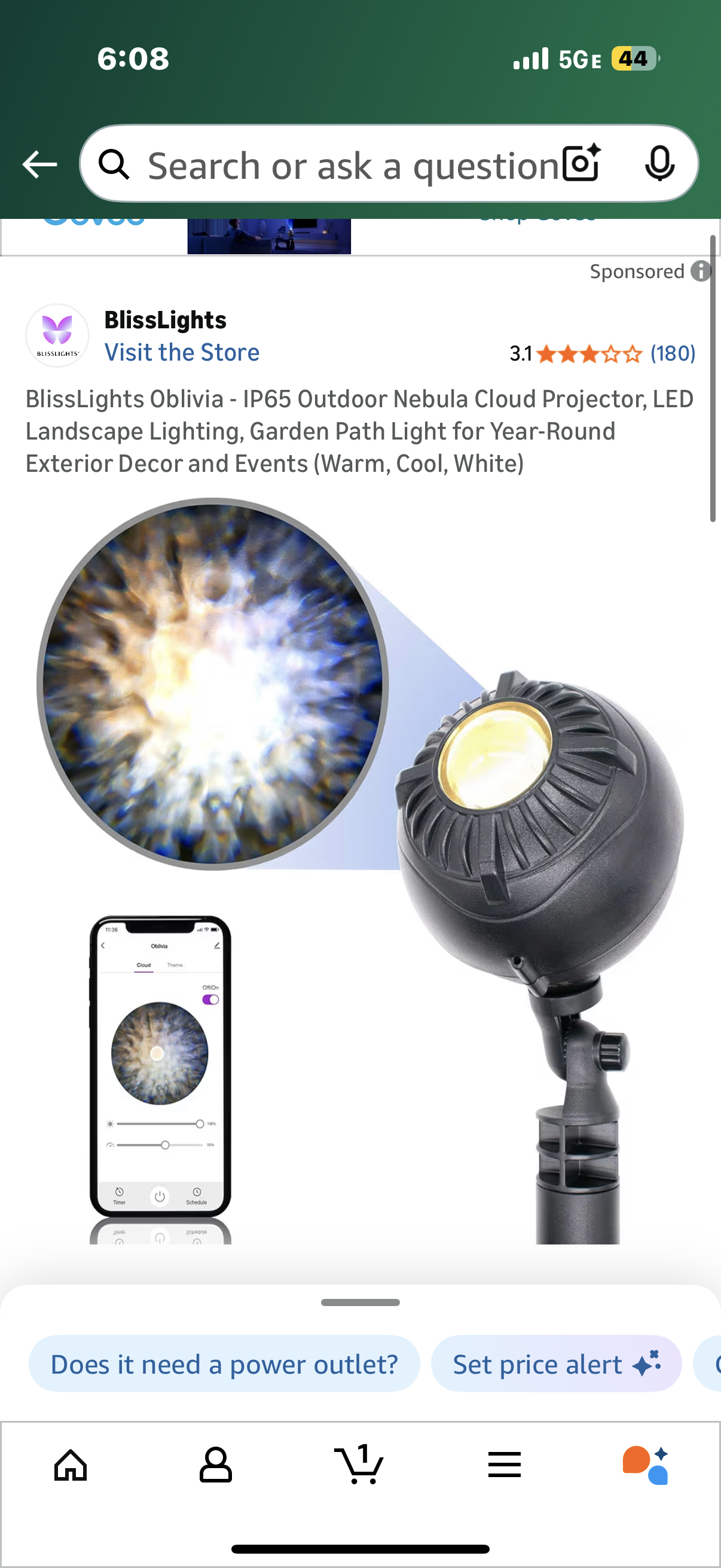 BlissLights Oblivia - IP65 Outdoor Nebula Cloud Projector, LED Landscape Lighting, Garden Path Light for Year-Round Exterior Decor and Events (Warm, Cool, White