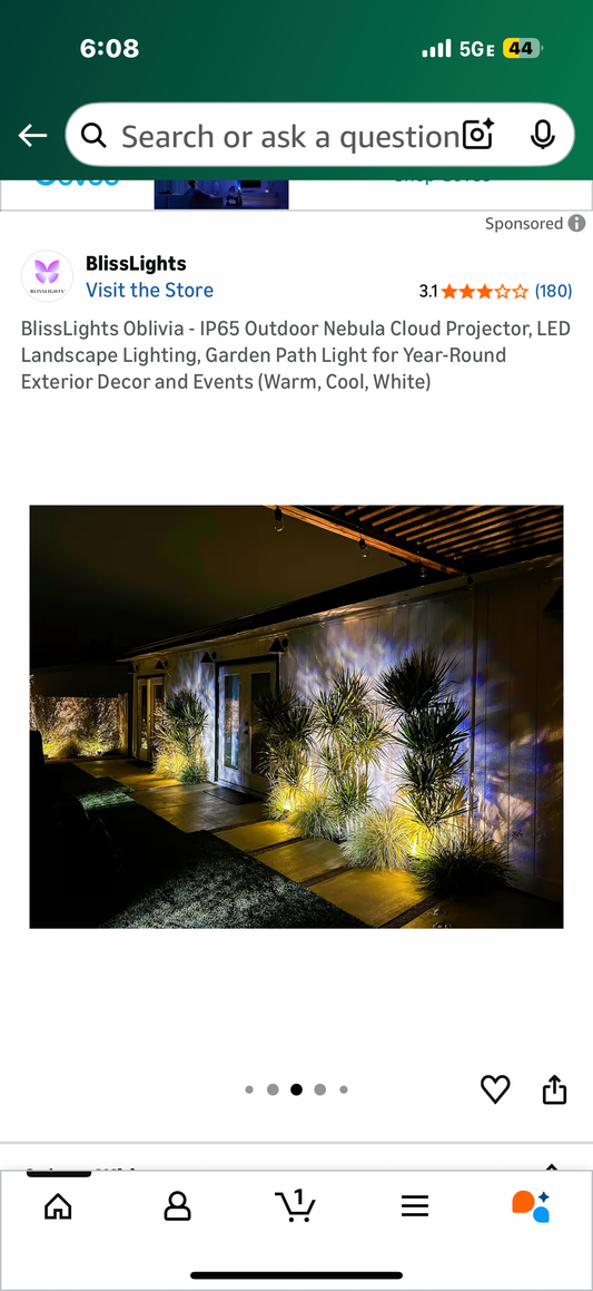 BlissLights Oblivia - IP65 Outdoor Nebula Cloud Projector, LED Landscape Lighting, Garden Path Light for Year-Round Exterior Decor and Events (Warm, Cool, White