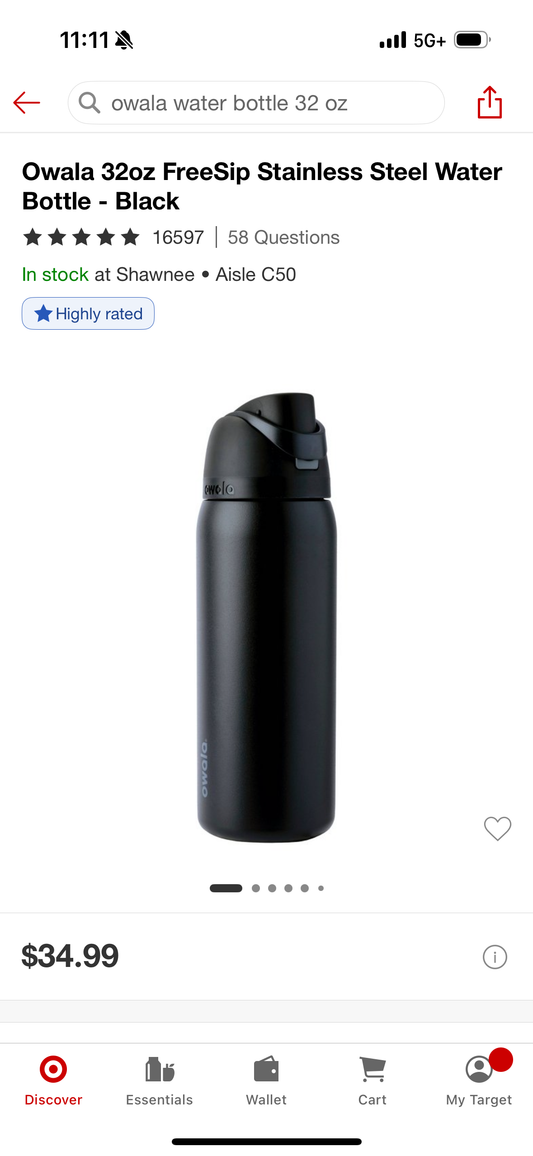 Owala 32oz FreeSip Stainless Steel Water Bottle - Black