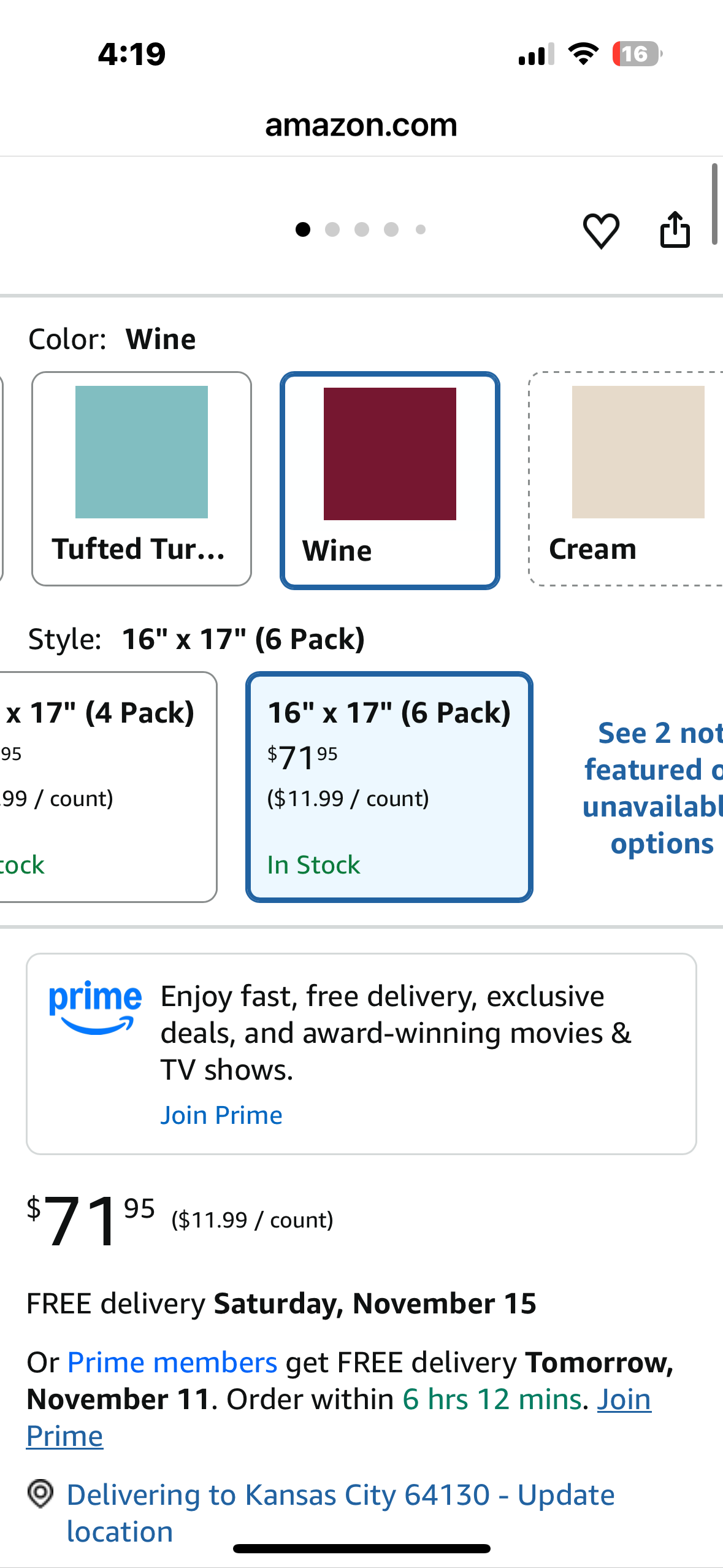 GORILLA GRIP Slip Resistant Tufted Chair Cushions, No Ties Required, Set of 6 Memory Foam Pads for Dining Room Kitchen Table, Office, Rocking Chairs, Plush Seat Cushion Pad, Home Decor, 16x17, Wine (L1090)