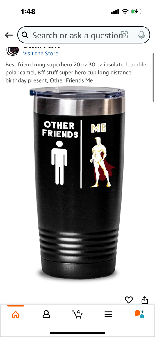 Best friend mug superhero 20 oz 30 oz insulated tumbler polar camel, Bff stuff super hero cup long distance birthday present, Other Friends Me