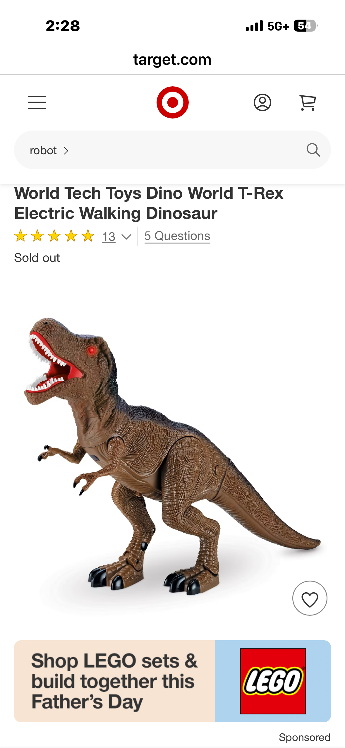 World Tech Toys Dino World T-Rex Electric Walking Dinosaur