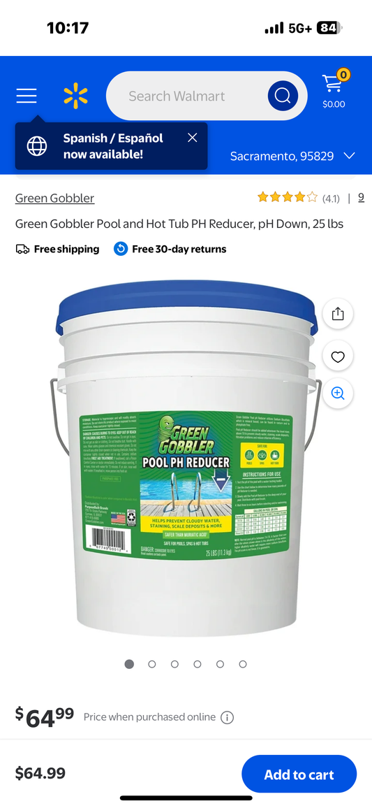 New - Green Gobbler Pool and Hot Tub PH Reducer,  25 lbs (R535)
