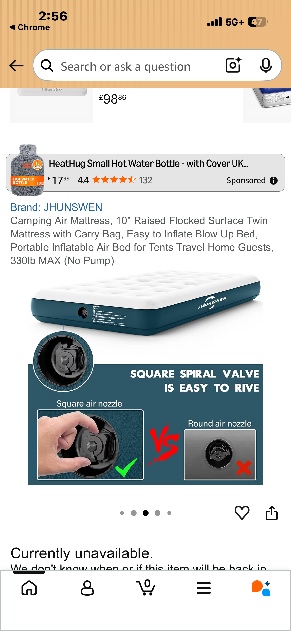 Camping Air Mattress, 10" Raised Flocked Surface Twin Mattress with Carry Bag, Easy to Inflate Blow Up Bed, Portable Inflatable Air Bed for Tents Travel Home Guests, 330lb MAX (No Pump)