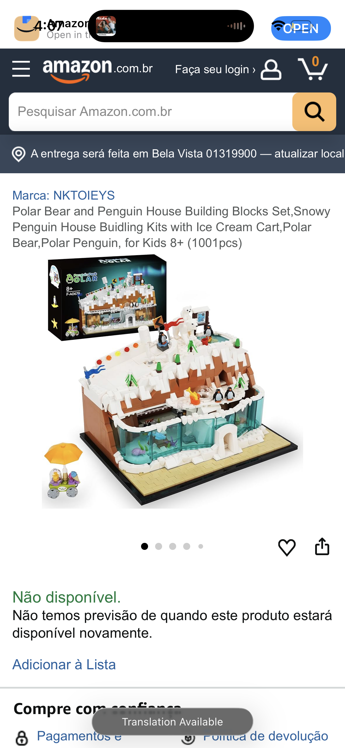 Polar Bear and Penguin House Building Blocks Set,Snowy Penguin House Buidling Kits with Ice Cream Cart,Polar Bear,Polar Penguin, for Kids 8+ (1001pcs)