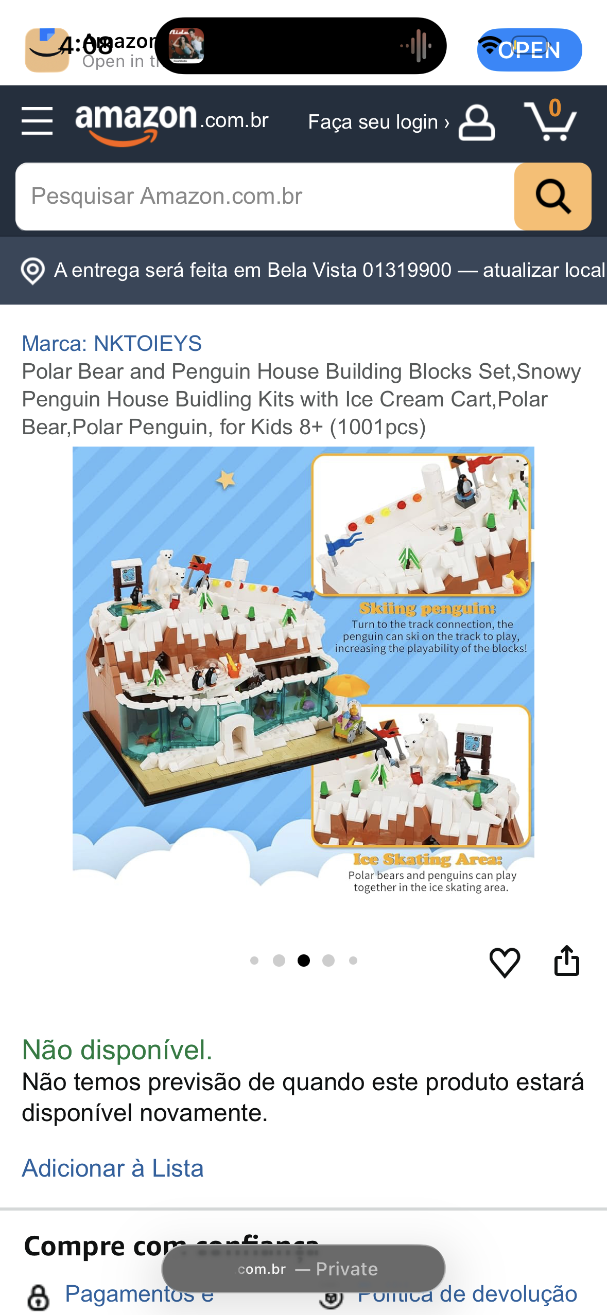 Polar Bear and Penguin House Building Blocks Set,Snowy Penguin House Buidling Kits with Ice Cream Cart,Polar Bear,Polar Penguin, for Kids 8+ (1001pcs)