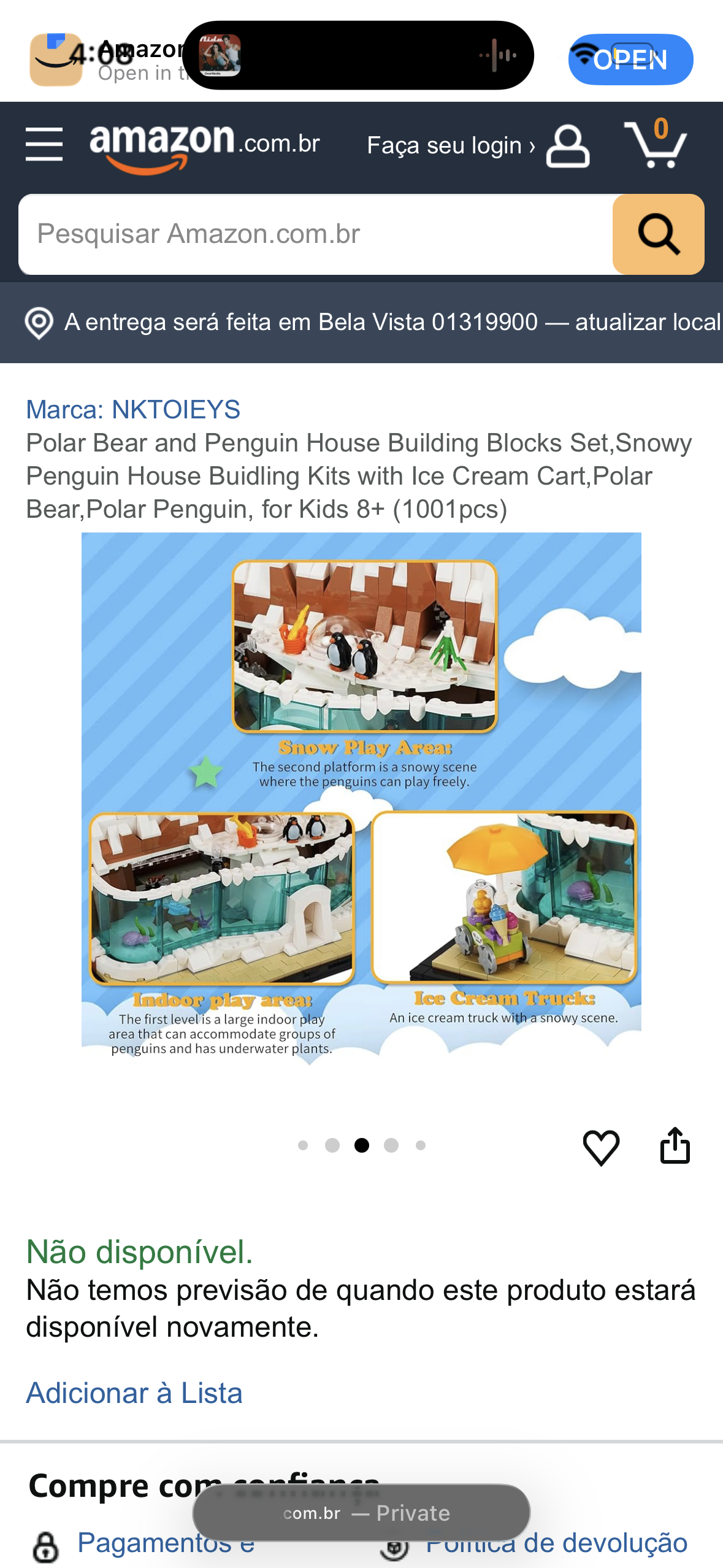 Polar Bear and Penguin House Building Blocks Set,Snowy Penguin House Buidling Kits with Ice Cream Cart,Polar Bear,Polar Penguin, for Kids 8+ (1001pcs)