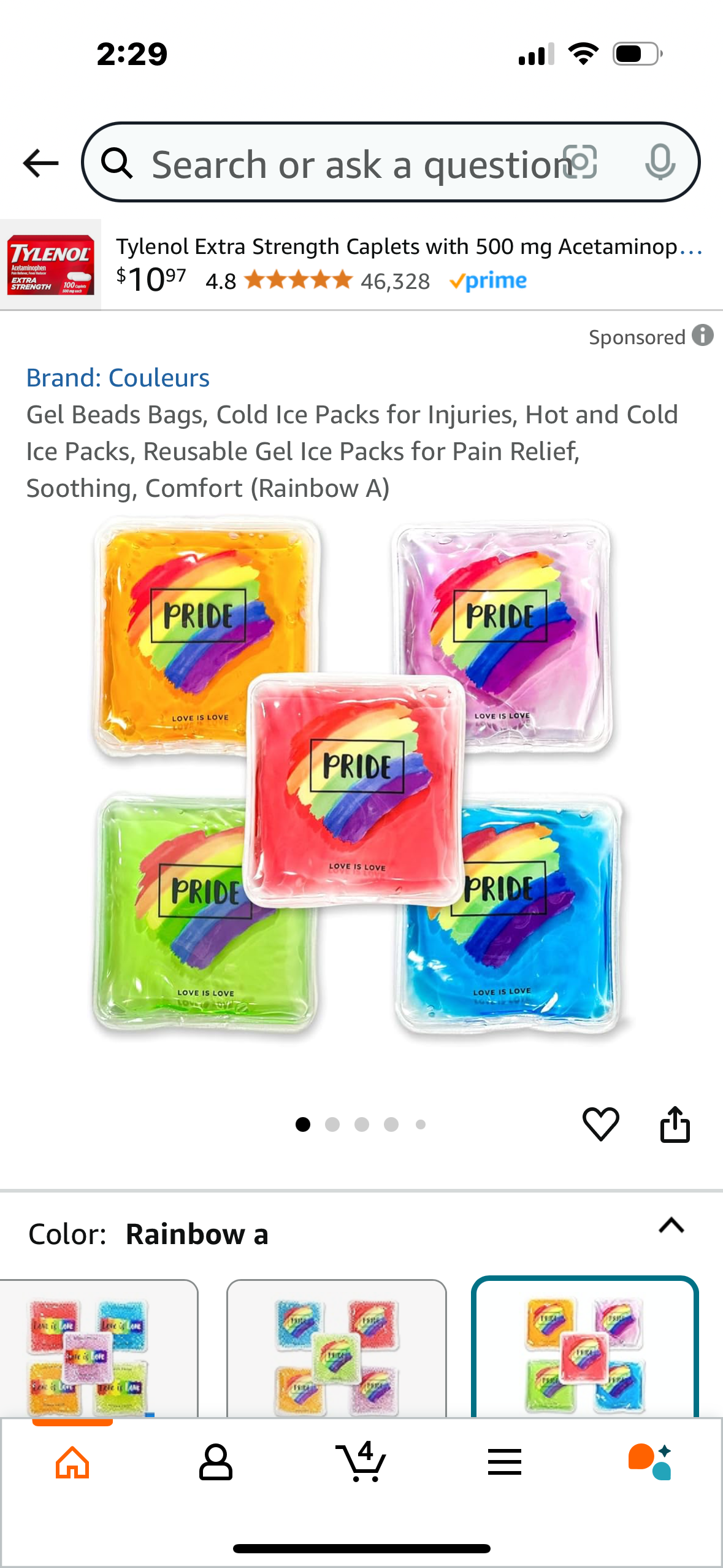 Gel Beads Bags, Cold Ice Packs for Injuries, Hot and Cold Ice Packs, Reusable Gel Ice Packs for Pain Relief, Soothing, Comfort (Rainbow A