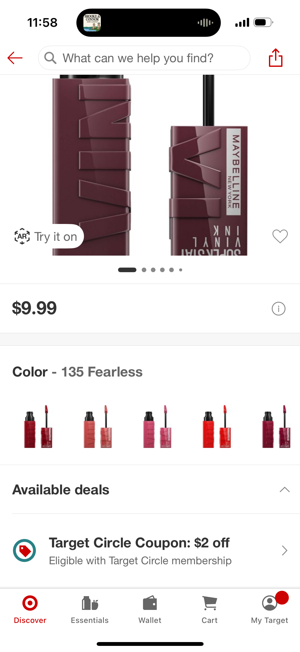 Maybelline Super Stay Vinyl Ink Liquid Lipstick - 135 Fearless - 0.14 fl oz