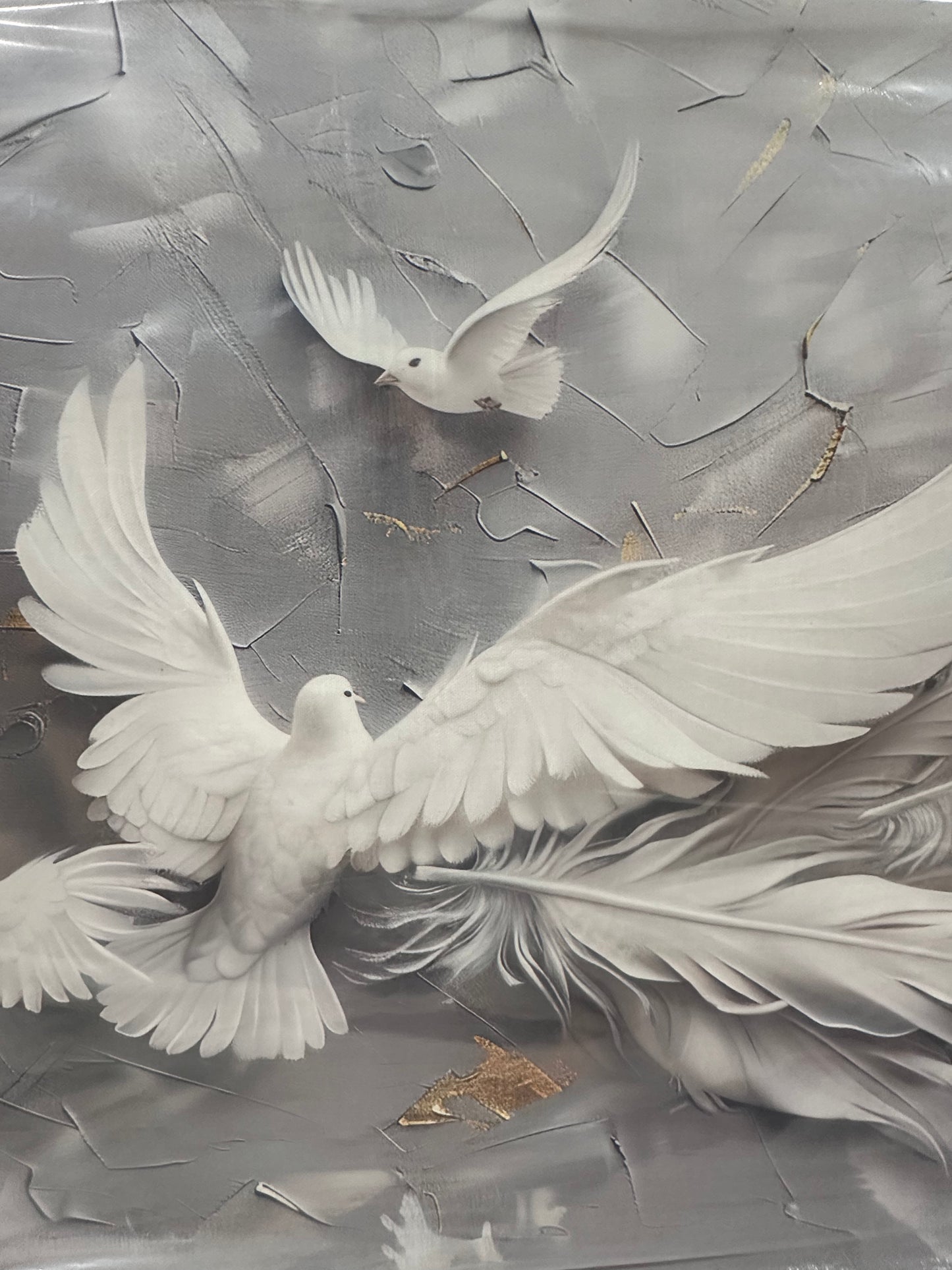 Funaluz Feather Dove Bird Large Wall Art White and Gray Peaceful
Bird Flying (L1183)