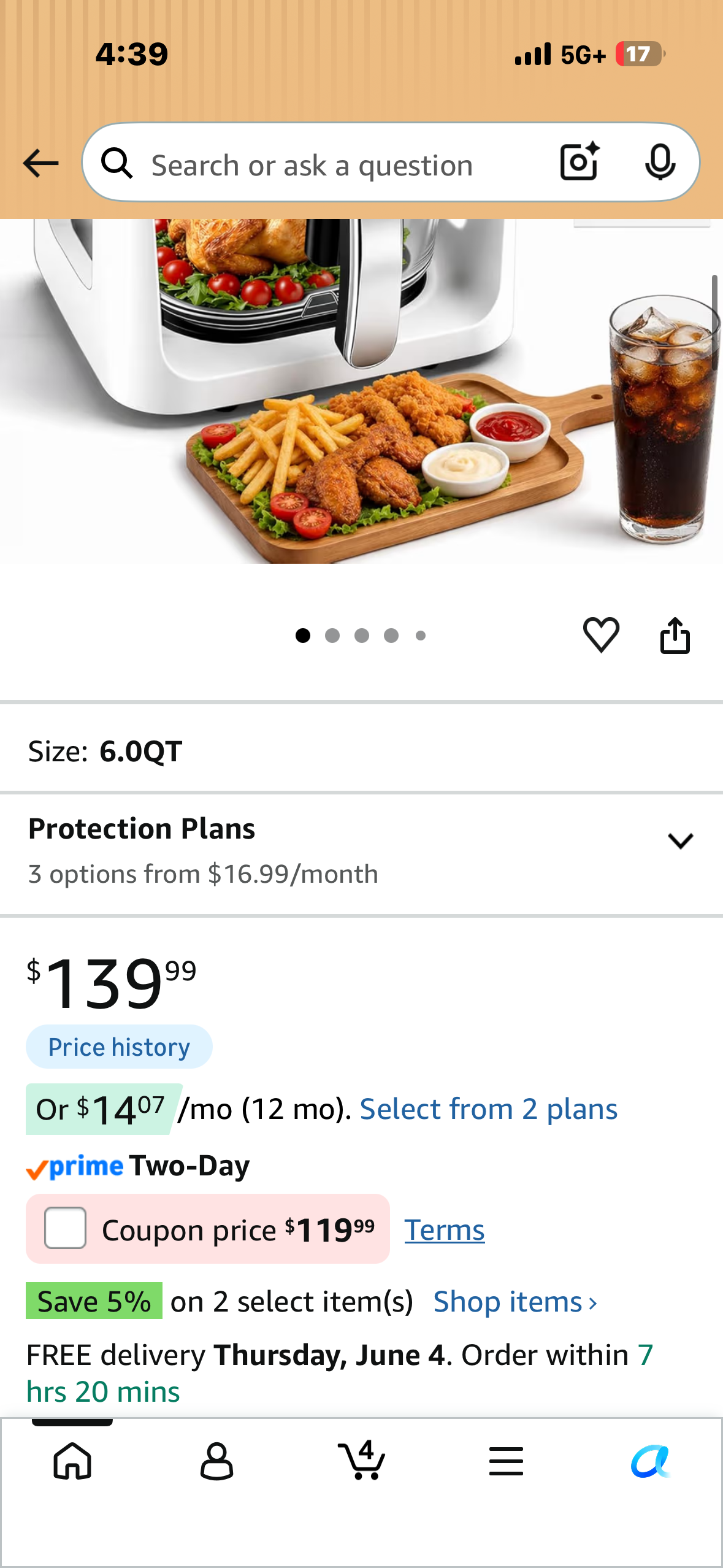 Portable Air Fryer with 6.0QT Glass Container, Adjustable Time & Temp, Power-Off & Overheat Protection, 8-in-1 Non Toxic AirFryer for Quick Easy Meals