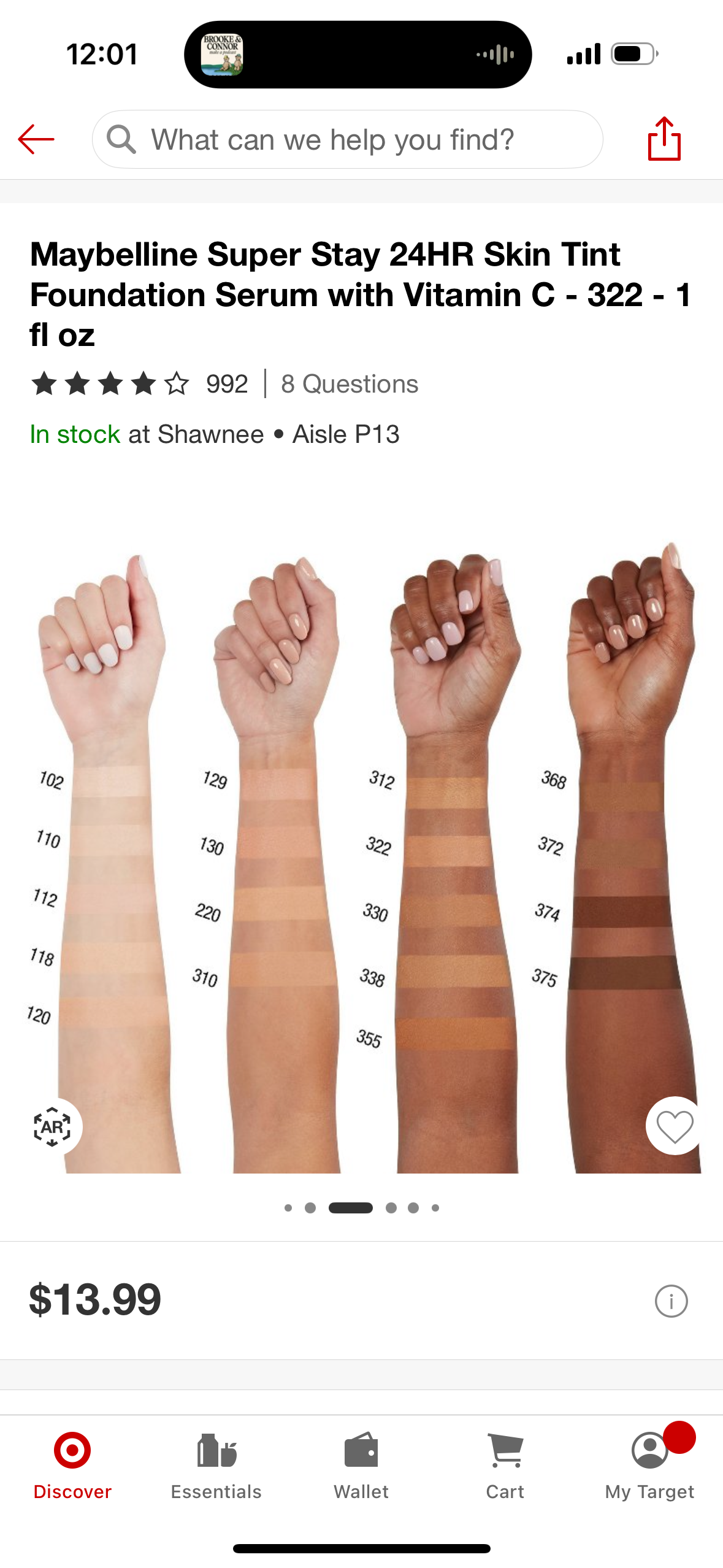 Maybelline Super Stay 24HR Skin Tint Foundation Serum with Vitamin C - 322 - 1 fl oz