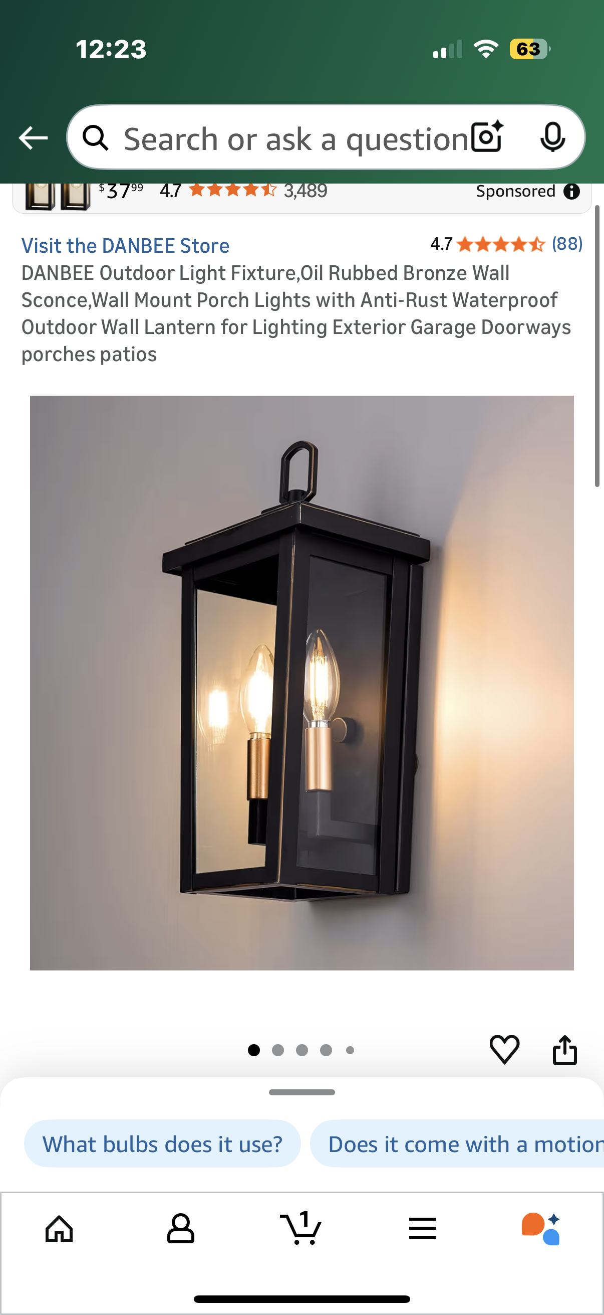 DANBEE Outdoor Light Fixture,Oil Rubbed Bronze Wall Sconce,Wall Mount Porch Lights with Anti-Rust Waterproof Outdoor Wall Lantern for Lighting Exterior Garage Doorways porches patios