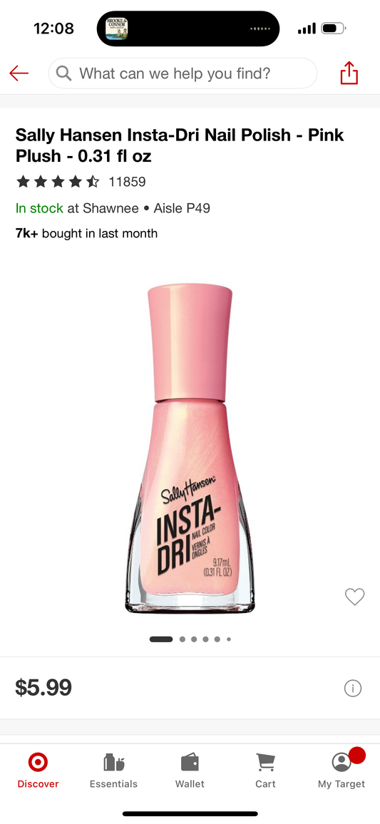 Sally Hansen Insta-Dri Nail Polish - Pink Plush - 0.31 fl oz