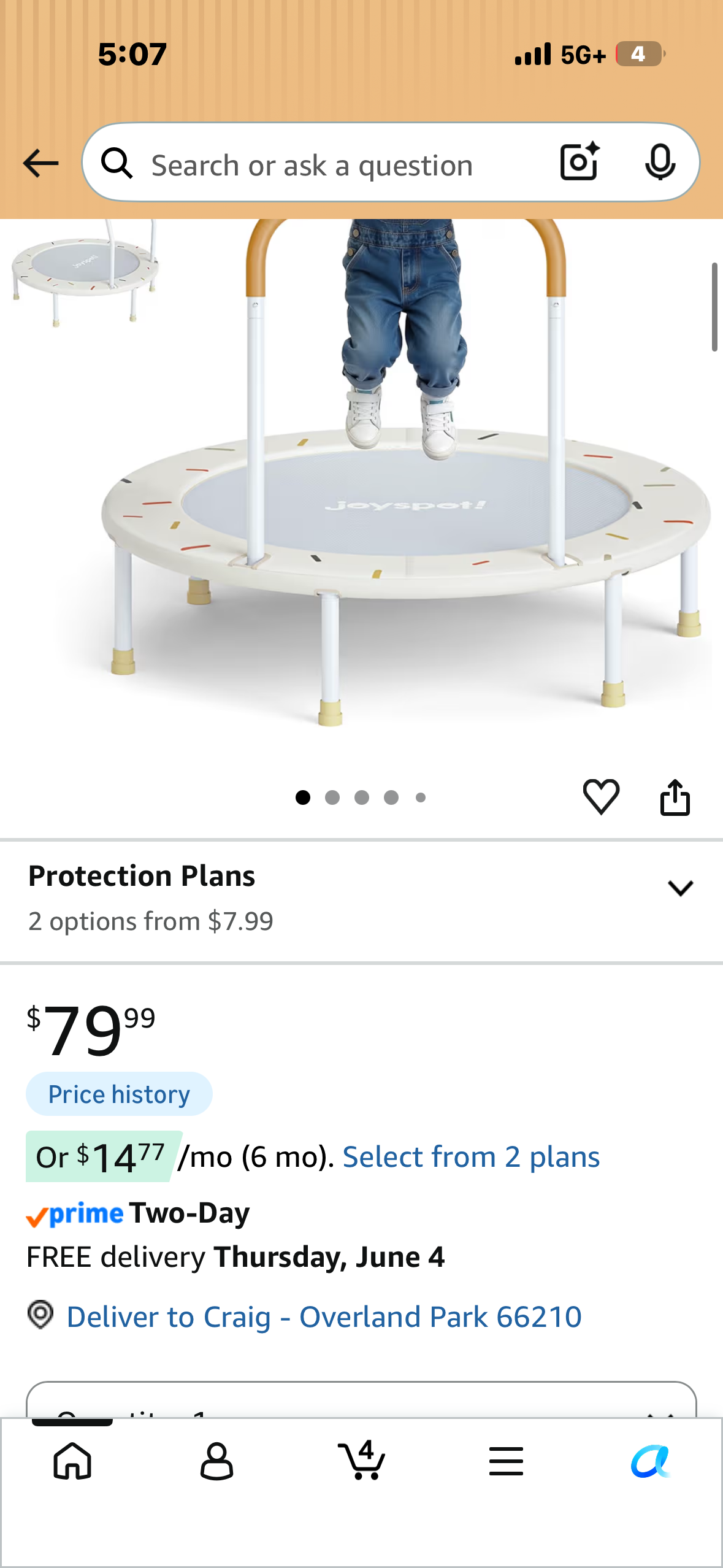 36-Inch Toddler Trampoline with Foam Handle, Foldable Indoor Outdoor Mini Rebounder for Kids Ages 3-6, Safe Elastic Band Design, Non-Slip Oxford Mat, Easy Assembly & Max Load 100 lbs