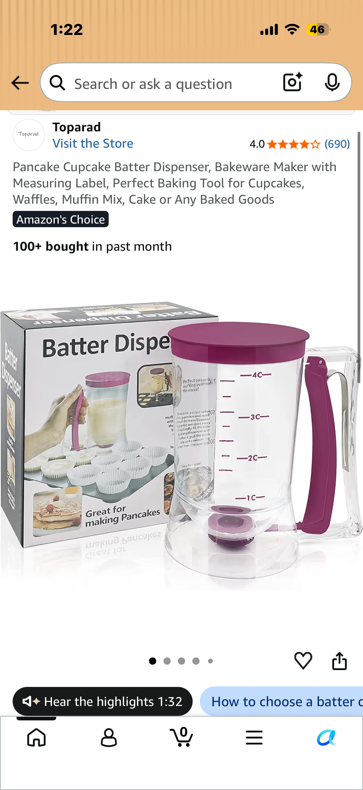 Pancake Cupcake Batter Dispenser, Bakeware Maker with Measuring Label, Perfect Baking Tool for Cupcakes, Waffles, Muffin Mix, Cake or Any Baked Goods