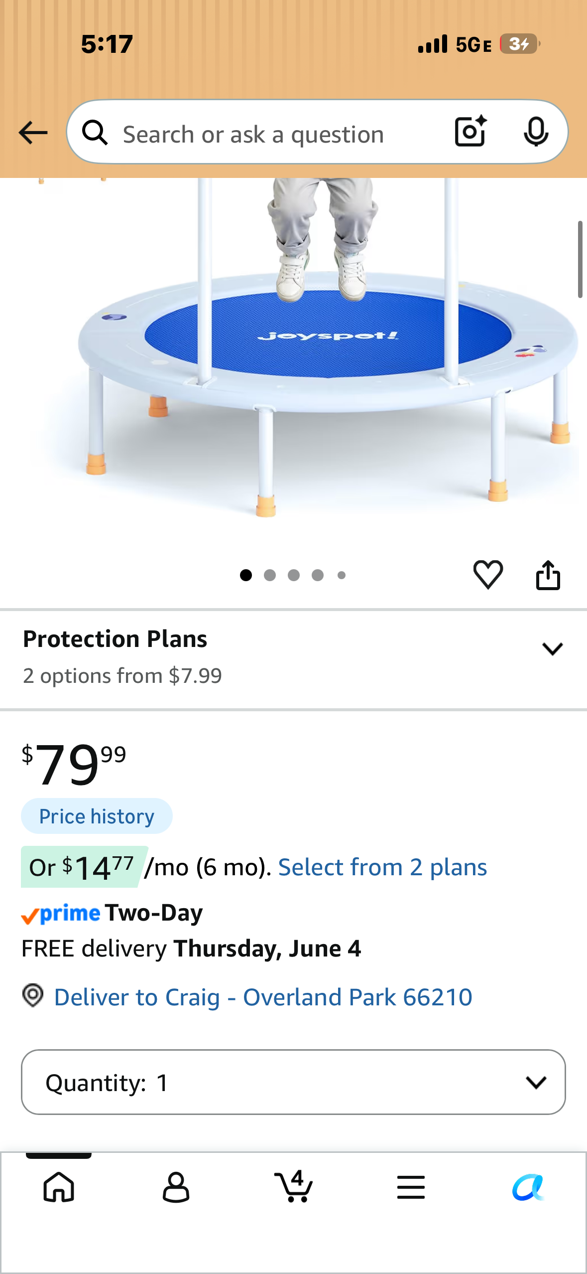 36-Inch Toddler Trampoline for Kids Ages 3–6, Foldable Mini Rebounder with Removable Foam Handle, Indoor Outdoor Jumping Toy with Soft Bungee Bands, Non-Toxic & Easy Clean, Max Load 100LBS