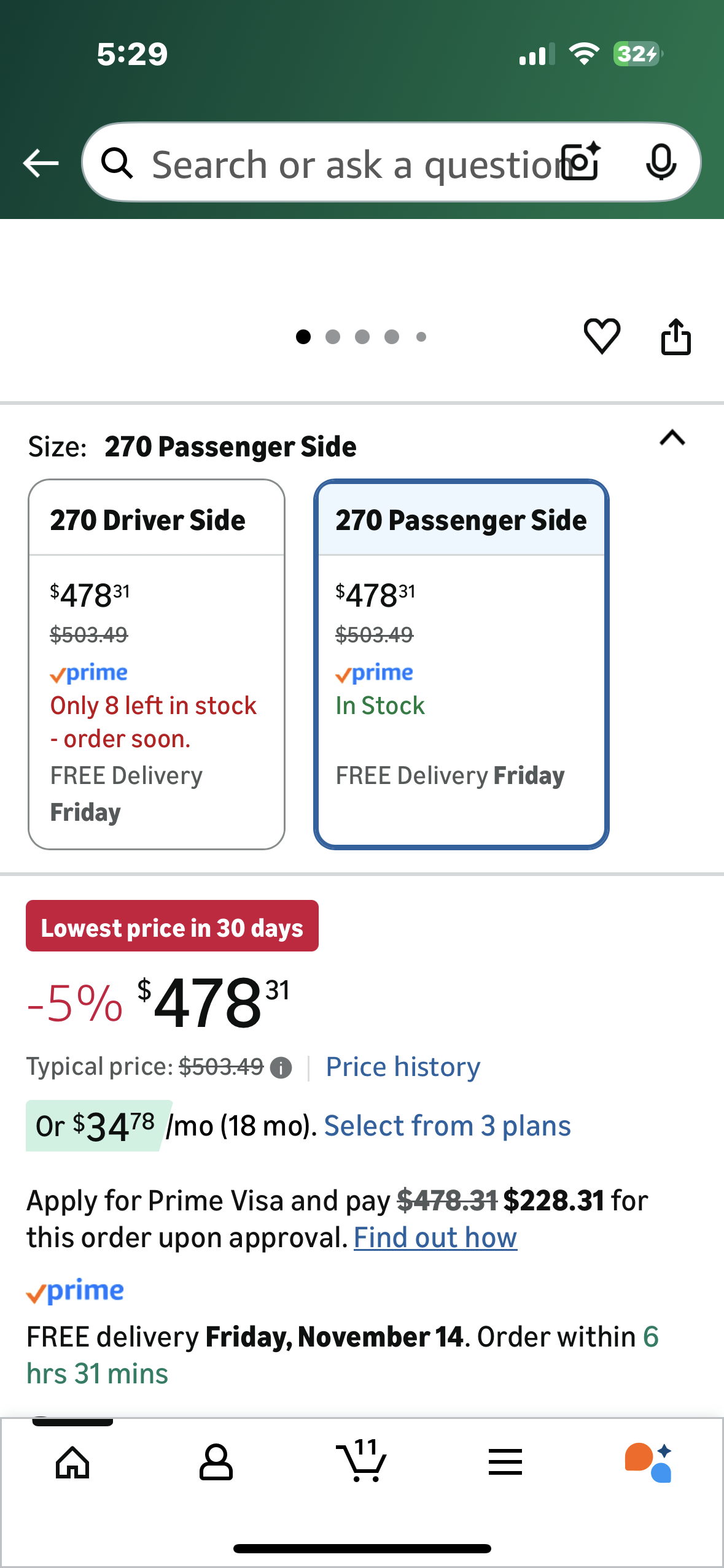 270 Free Standing Awning w/LED Light, 108 sq ft Shelter, Car Side 270 Degree Awning, UV50+ Waterproof Wind Resistant for SUV Van Truck Vehicle, Passenger Side (G897)