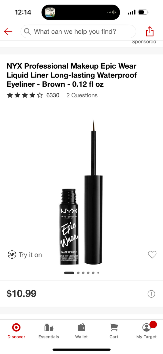 NYX Professional Makeup Epic Wear Liquid Liner Long-lasting Waterproof Eyeliner - Brown - 0.12 fl oz