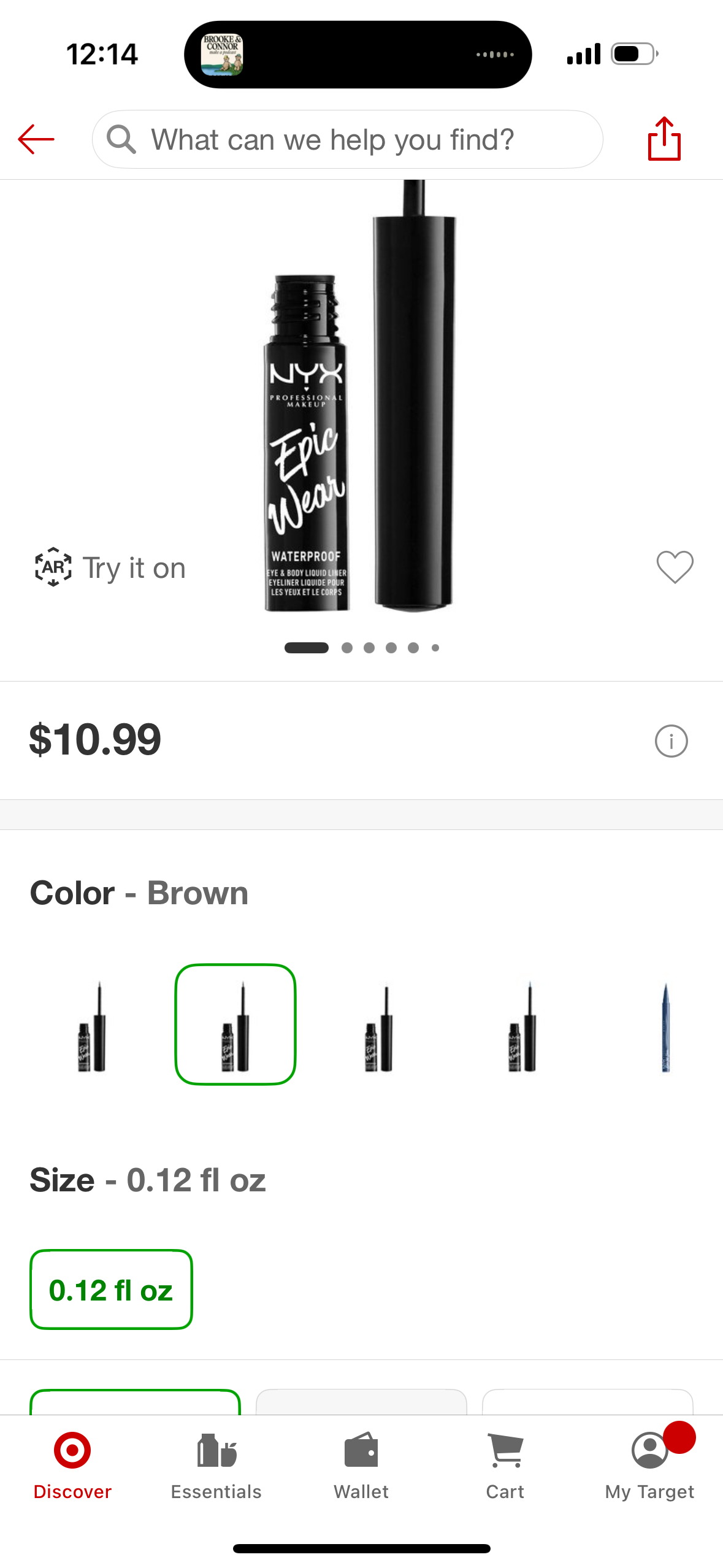 NYX Professional Makeup Epic Wear Liquid Liner Long-lasting Waterproof Eyeliner - Brown - 0.12 fl oz
