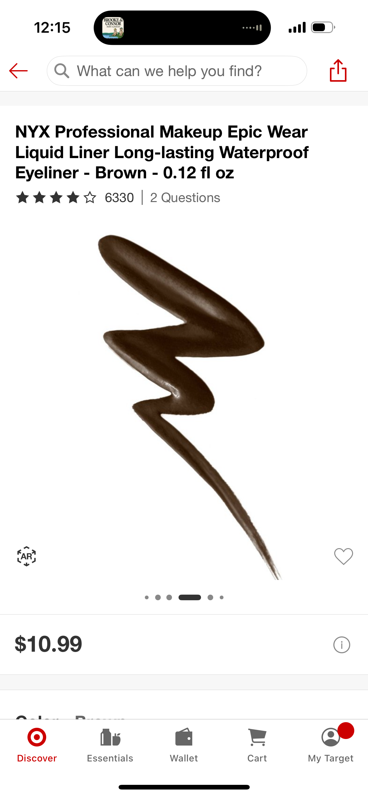 NYX Professional Makeup Epic Wear Liquid Liner Long-lasting Waterproof Eyeliner - Brown - 0.12 fl oz