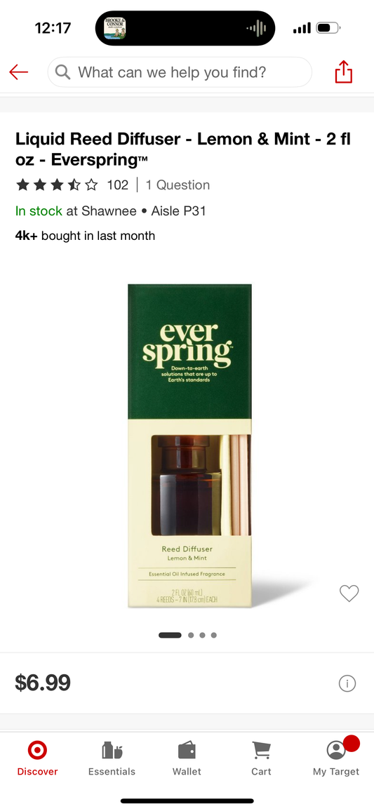 Liquid Reed Diffuser - Lemon & Mint - 2 fl oz - Everspring™