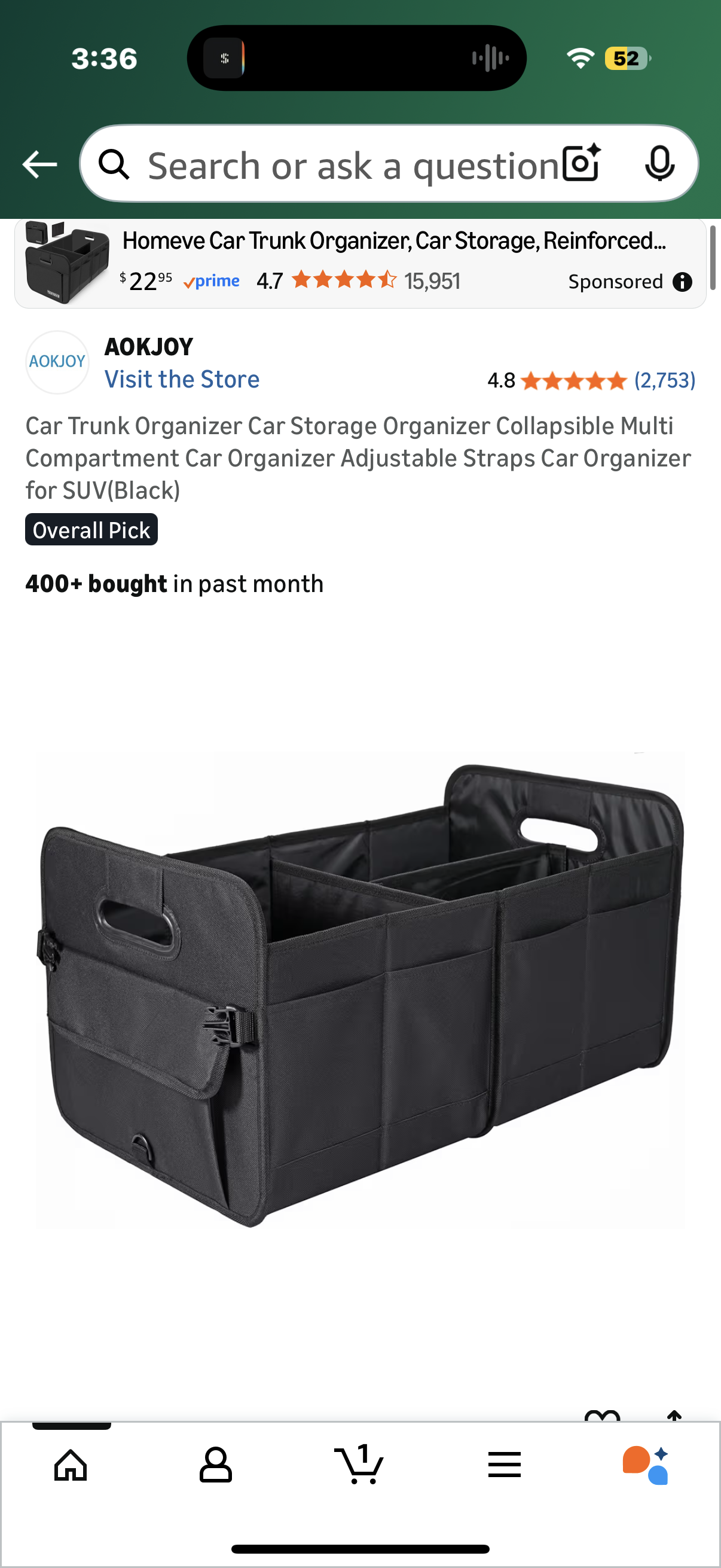 iLANDPIK Large Car Trunk Organizer, Collapsible Multi Compartment Car Trunk Organizer with removable sub-dividers,Foldable Car Trunk Organizer, Reflective Strap (Orange, 1 Compartment)