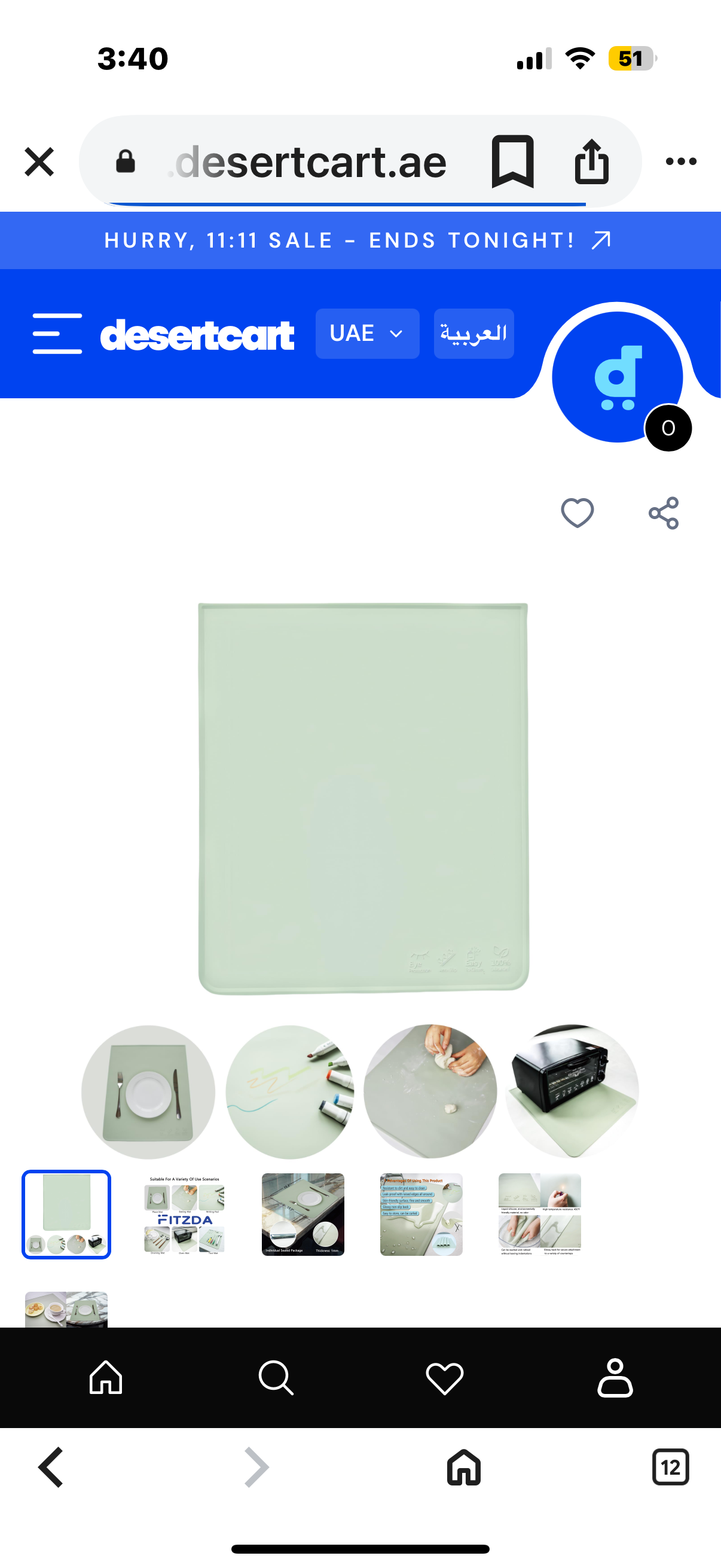 Silicone Placemat, Non-Slip and Stain Resistant Multi-Functional Silicone Mat, Heat Resistant with Raised Edges and Leak Proof, Baking Mat, Oven Mat, Children's Drawing Mat, 15.3 “x17.7”,Light Green