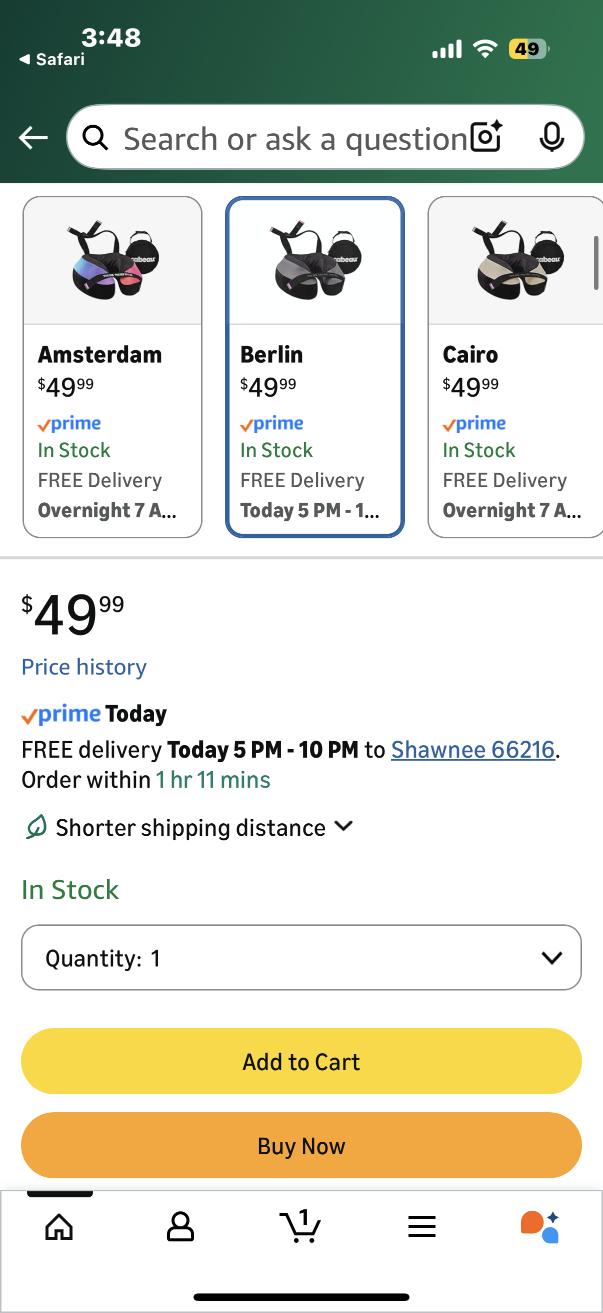 Cabeau Evolution S3 Travel Neck Pillow Memory Foam Neck Support, Adjustable Clasp, and Seat Strap Attachment - Comfort On-The-Go with Carrying Case for Airplane, Train, and Car (Galaxy)