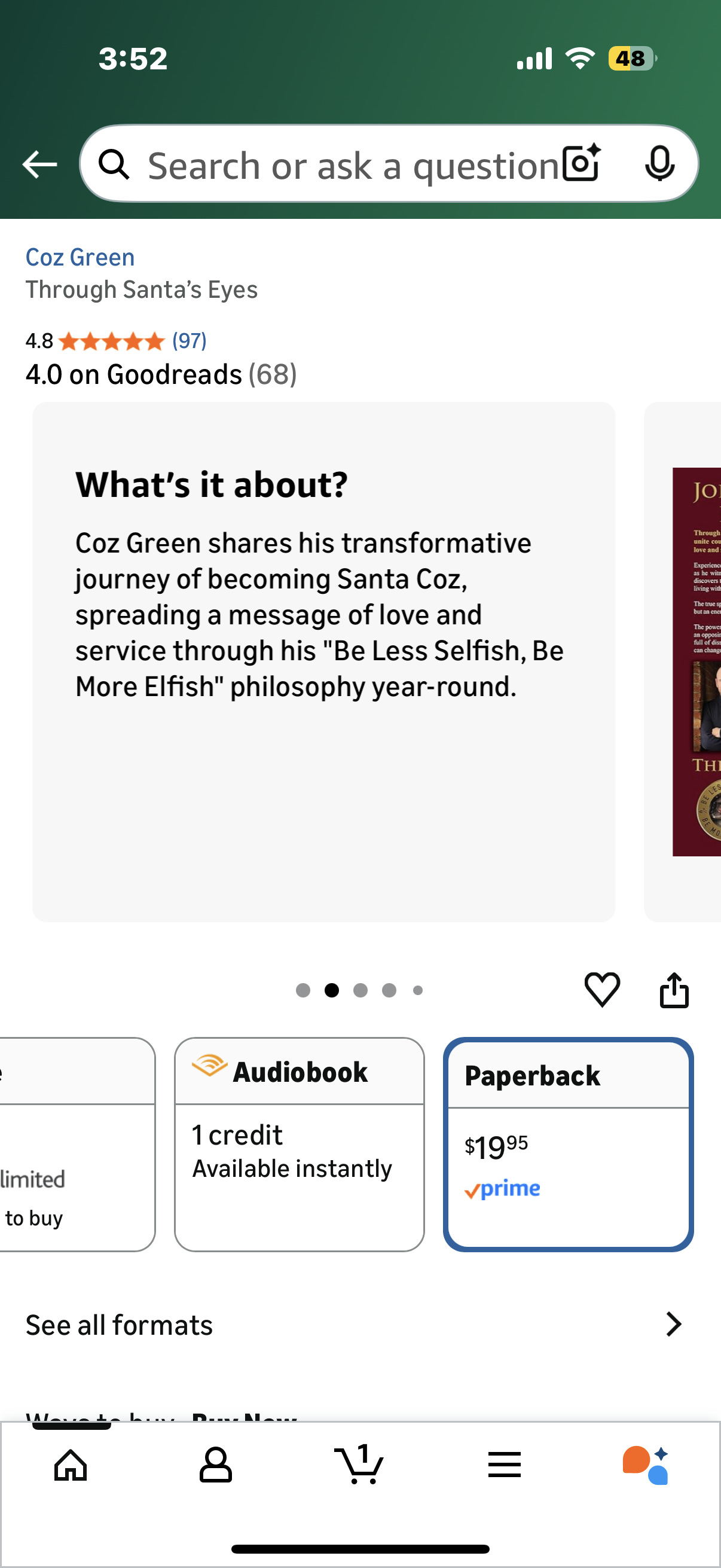 Coz Green Through Santa’s Eyes Paperback