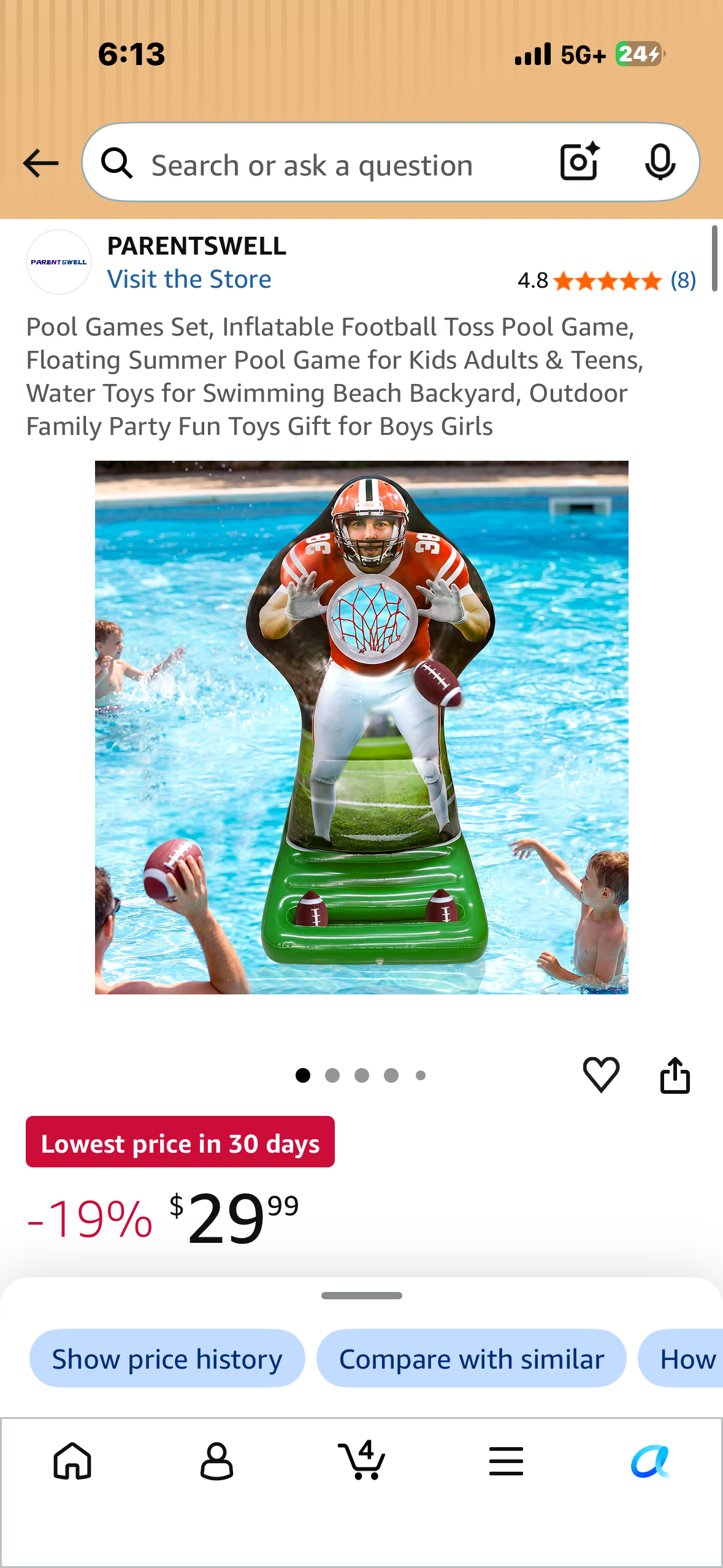 Inflatable Football Toss Pool Game, Floating Summer Pool Game for for Beach,  Backyard, Outdoor Family Party