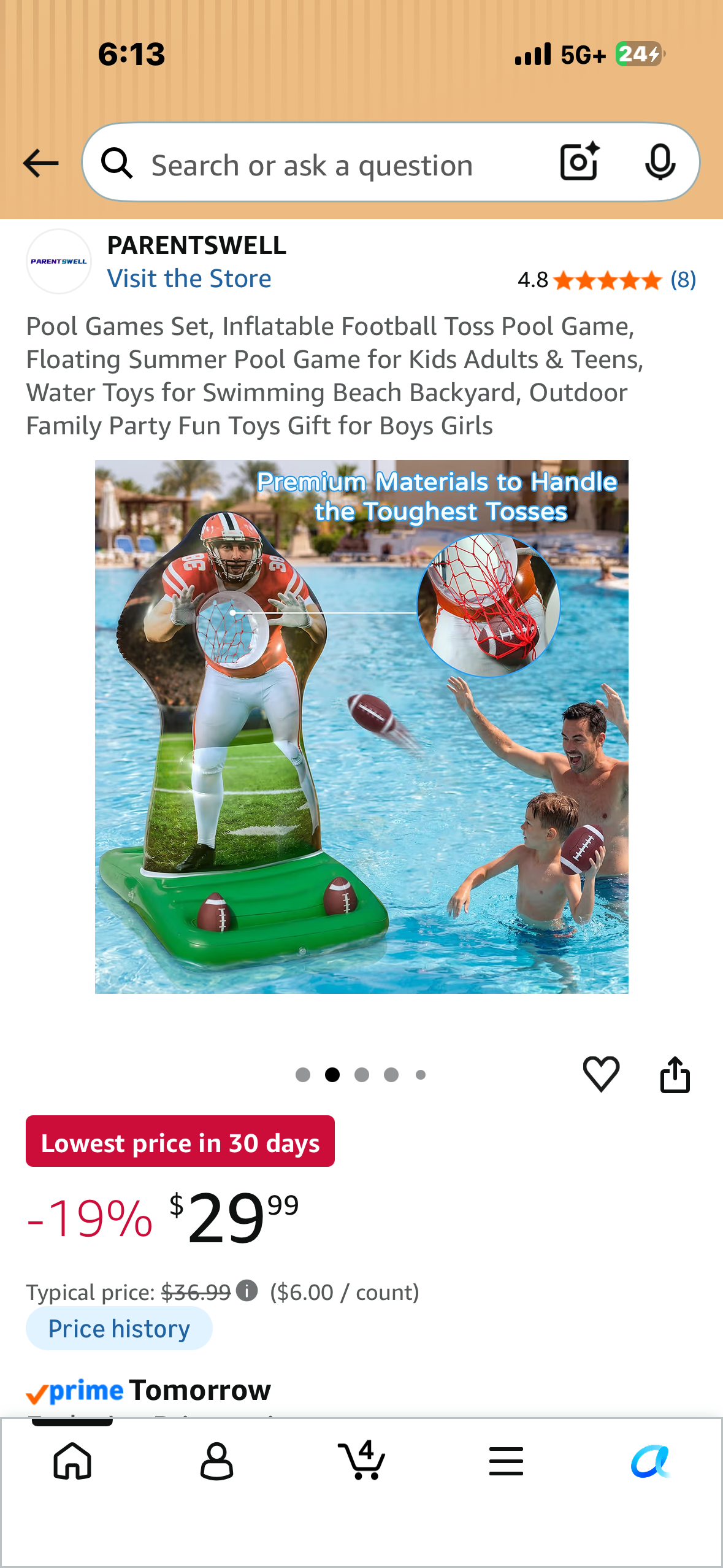 Inflatable Football Toss Pool Game, Floating Summer Pool Game for for Beach,  Backyard, Outdoor Family Party