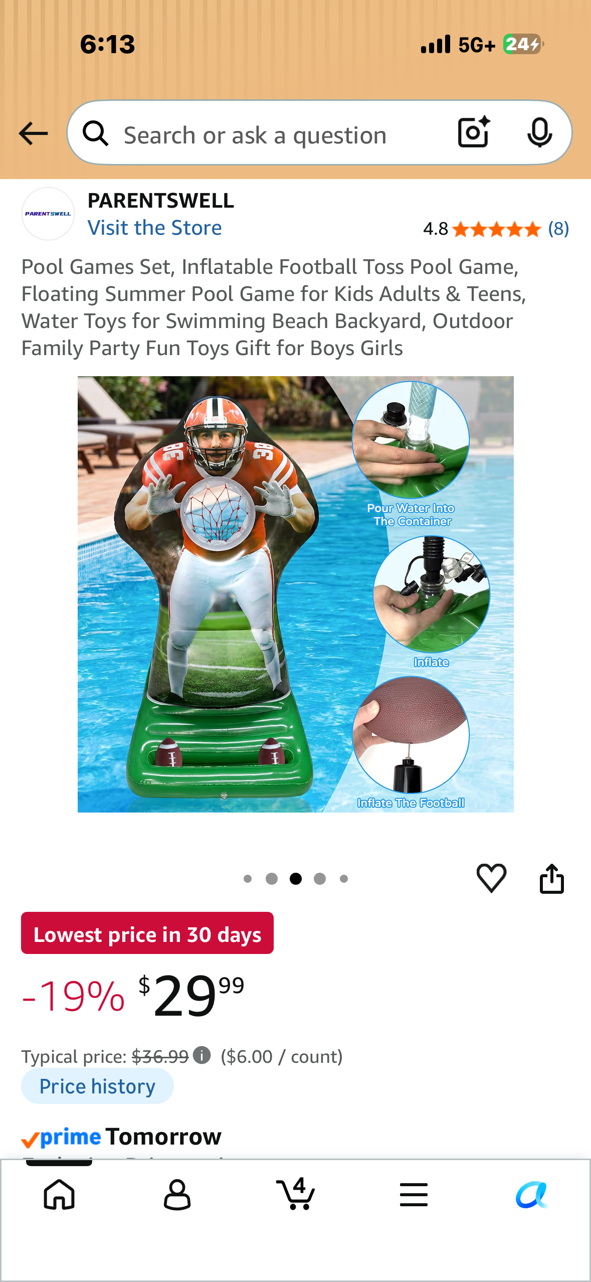 Inflatable Football Toss Pool Game, Floating Summer Pool Game for for Beach,  Backyard, Outdoor Family Party
